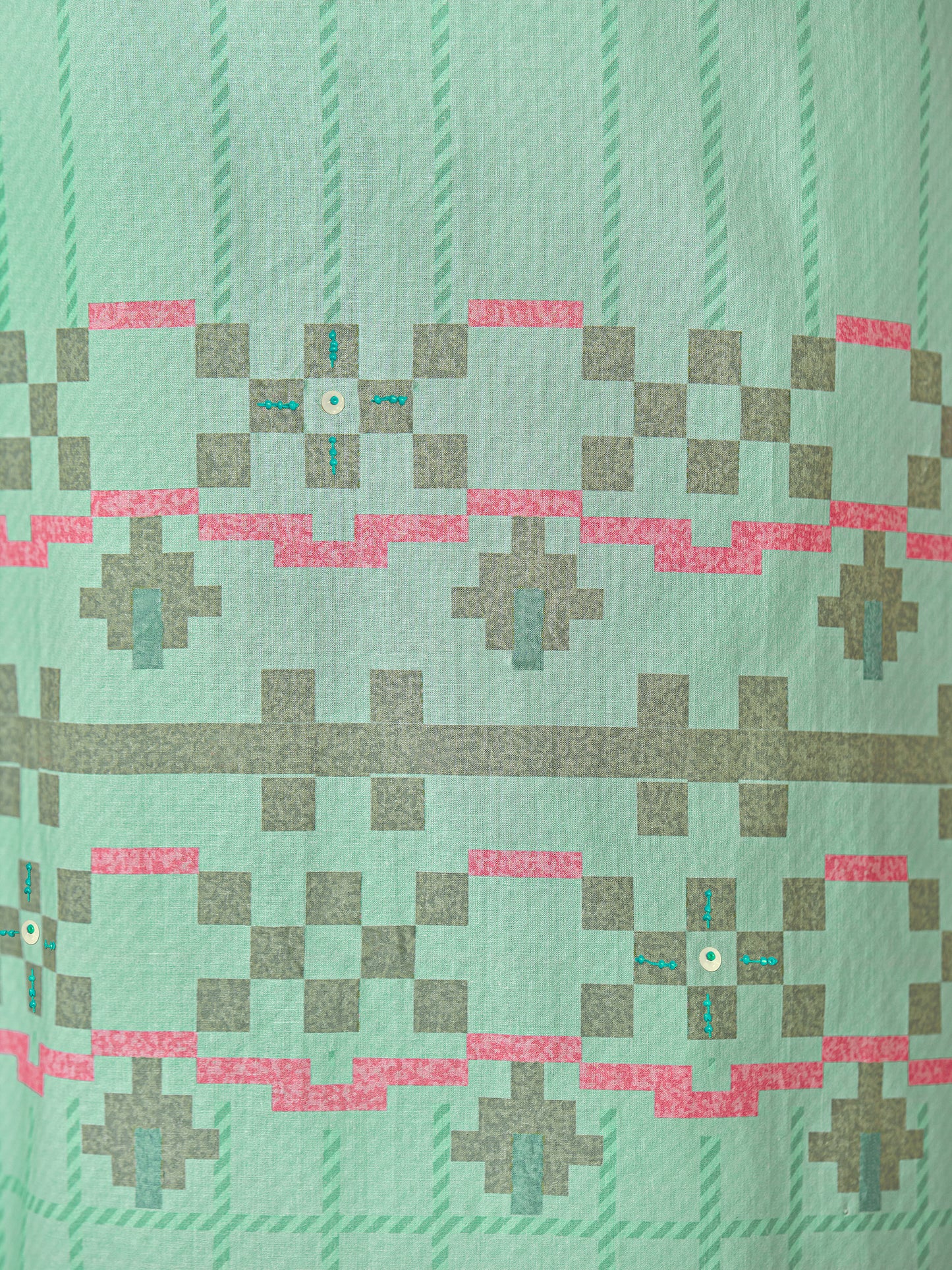 MAGIC STRIPE LIGHT TEAL Pure Cotton Unstitched Set with Exquisite Handwork & Elegant Embroidery