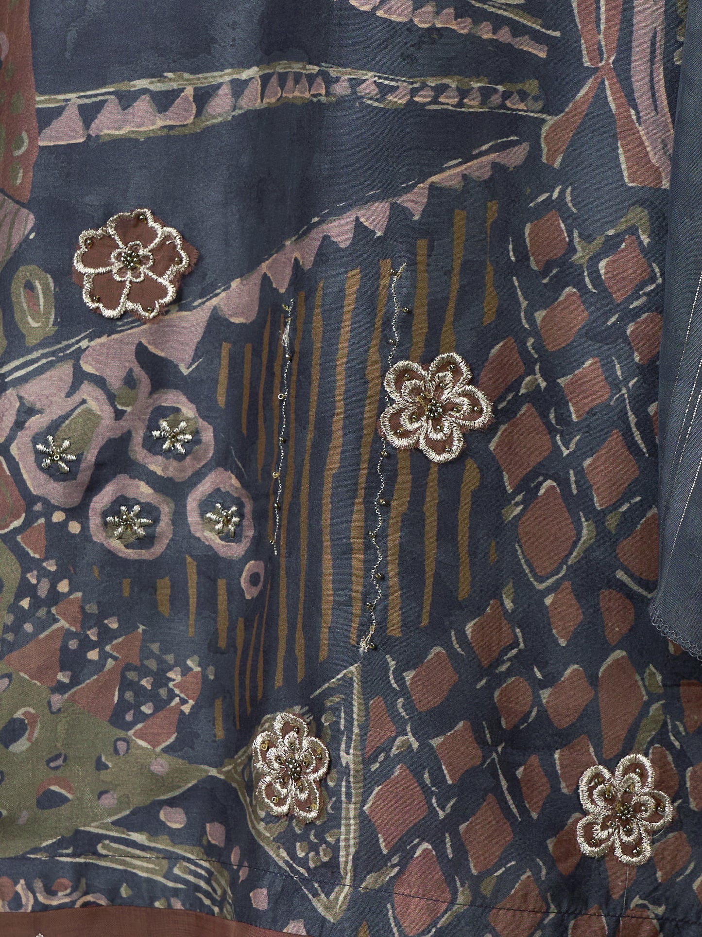 Enchanting Gulnaz Dusty Blue Pure Cotton Suit Set with Exquisite Handwork