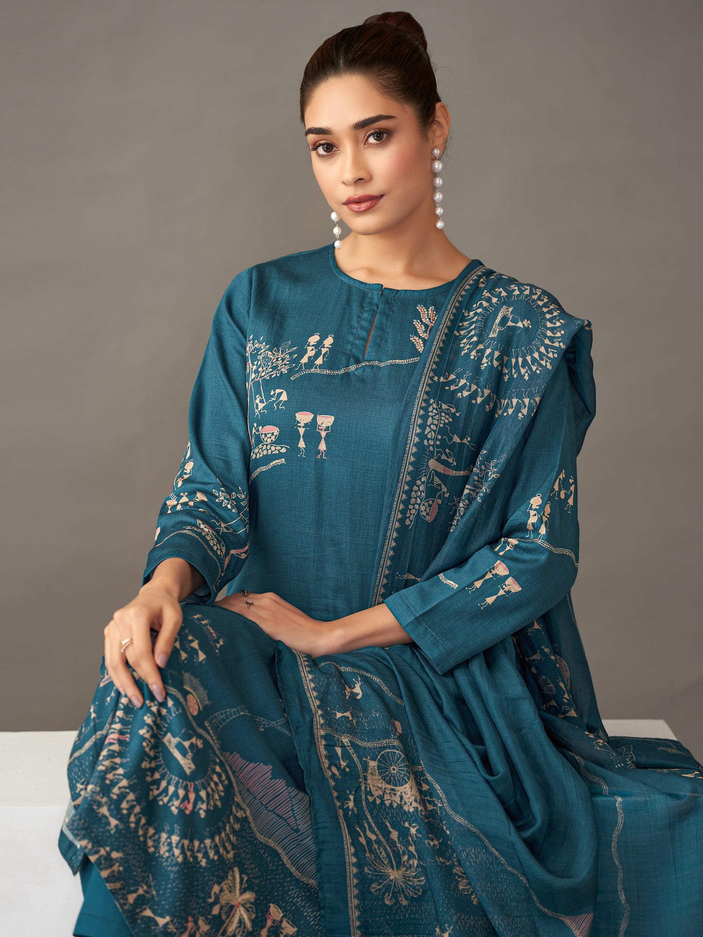 Habiba Elegance Pure Italian Satin Kurta Set With Dupatta