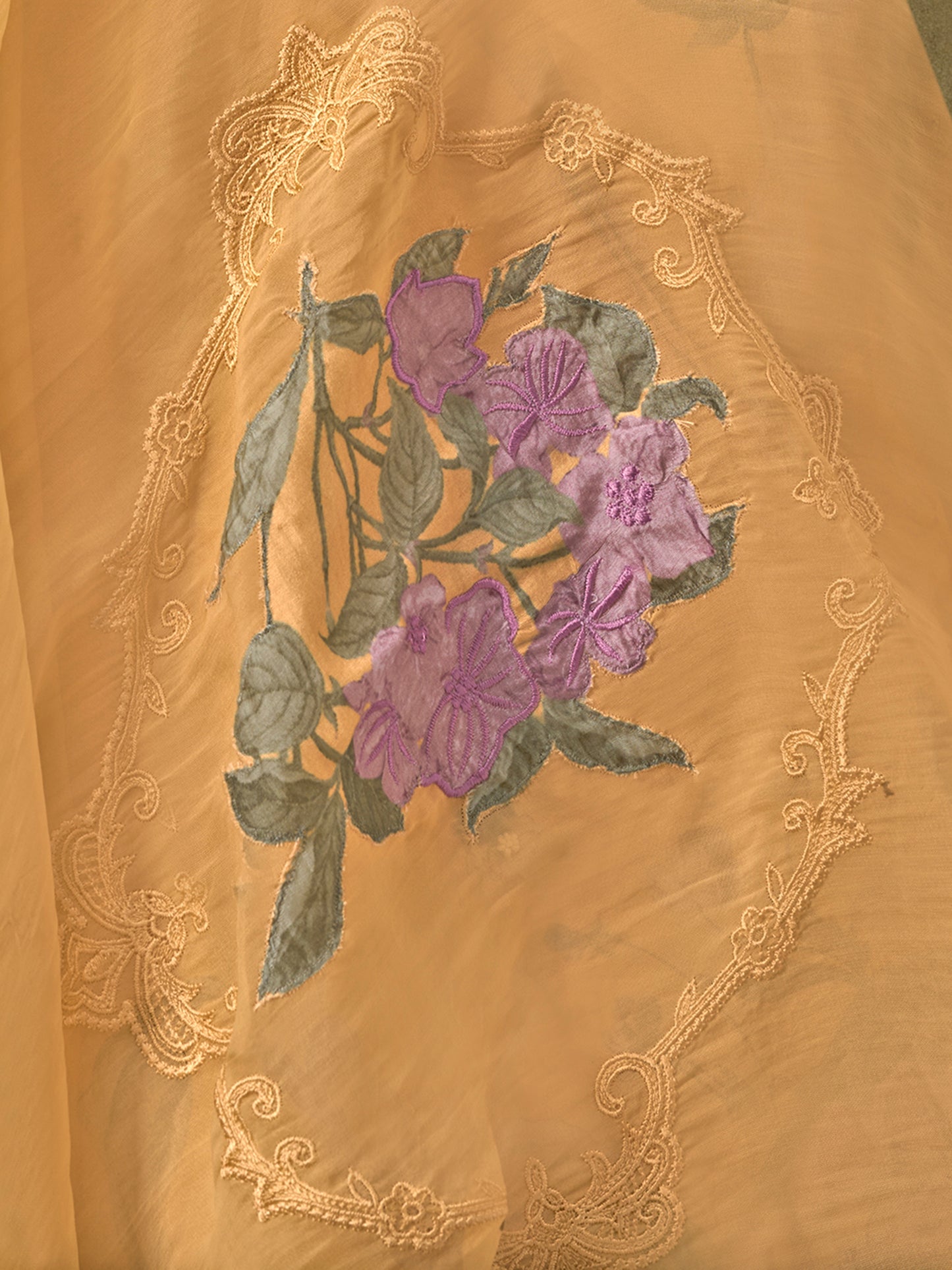 SUHANA Yellow Luxe Pure Muslin Suit Set with Exquisite Handwork