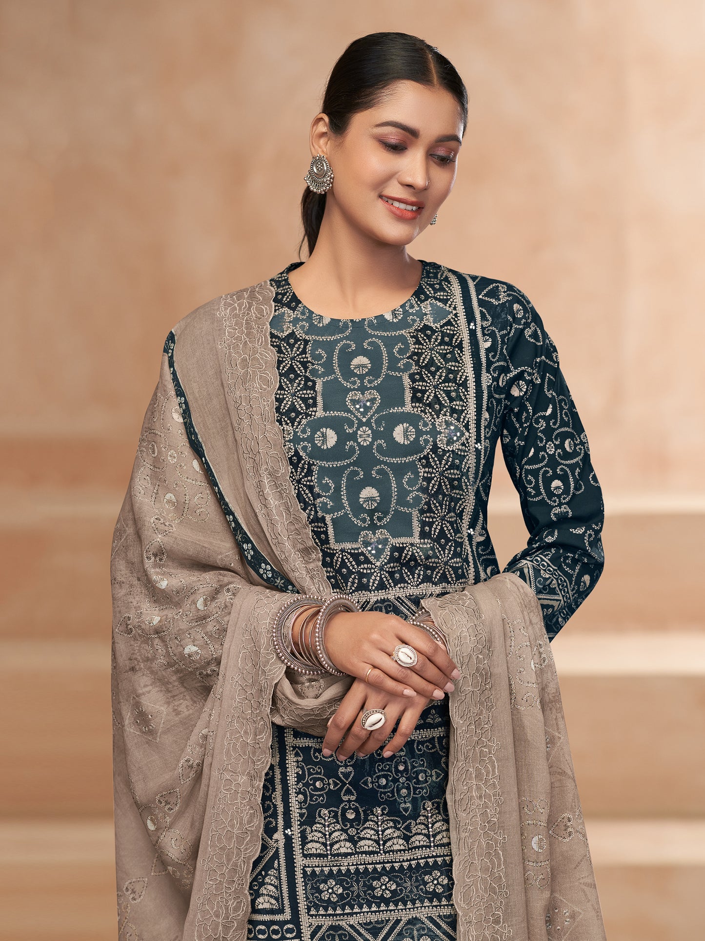 YASHLEEN BLACK Pure Cotton Suit Set with Elegant Handwork