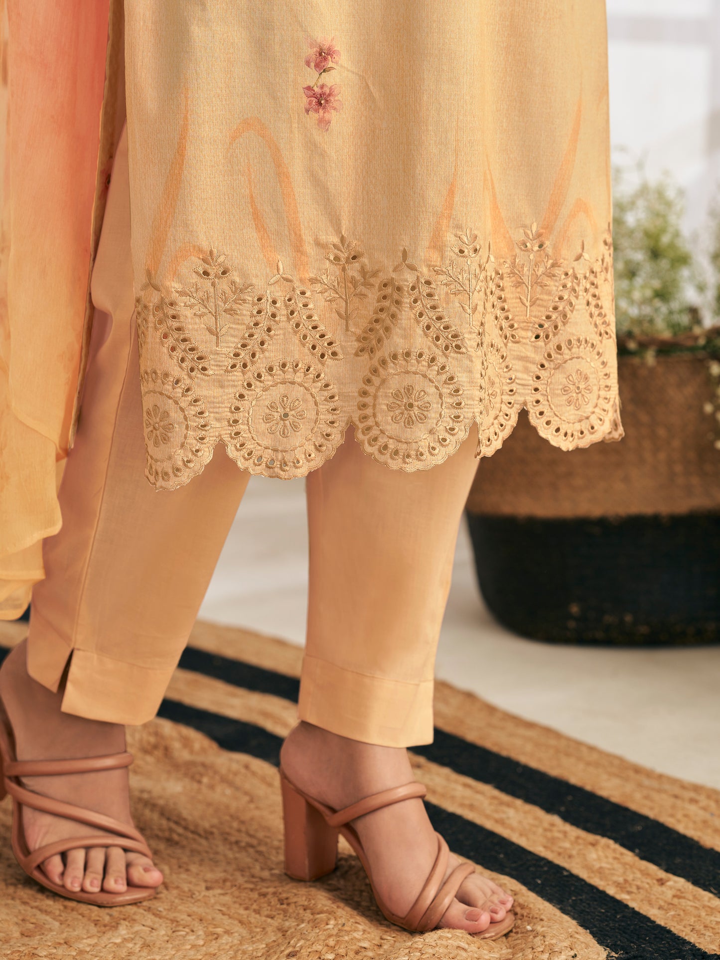 AVIGYA LIGHT MUSTARD Pure Cotton Suit Set with Fancy Handwork & Embroidery