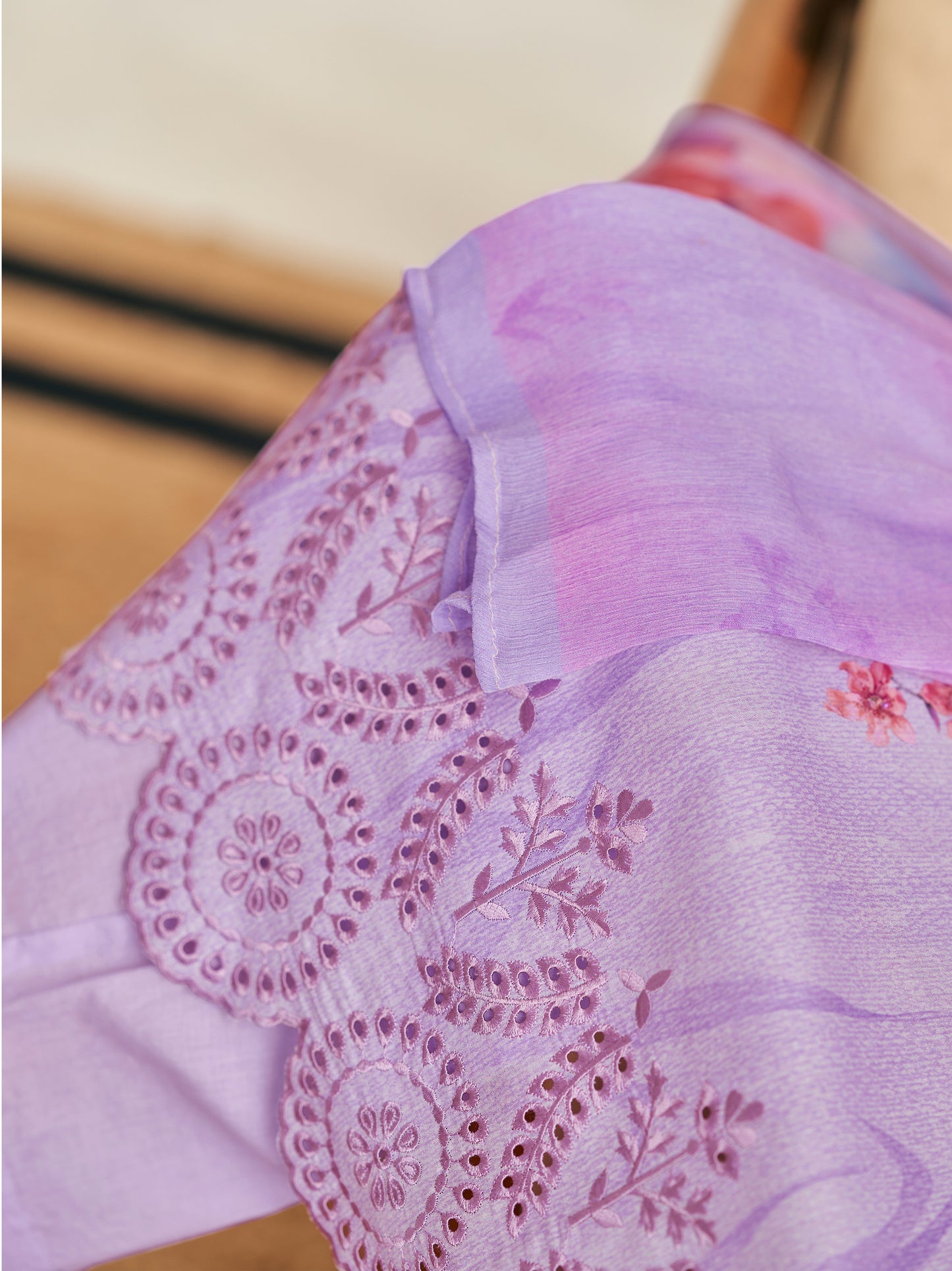 AVIGYA LILAC PURPLE Pure Cotton Suit Set with Fancy Handwork & Embroidery