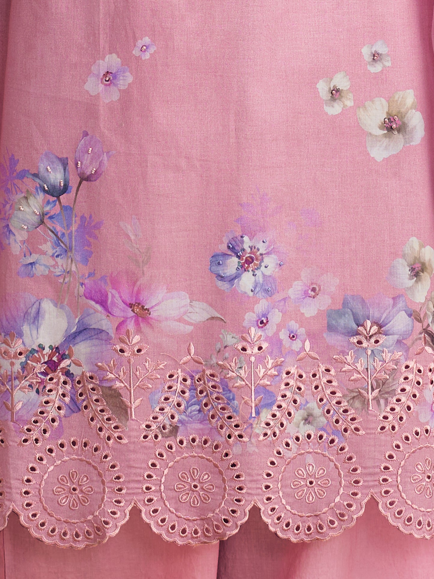 AVIGYA LILACPINK Pure Cotton Suit Set with Fancy Handwork & Embroidery