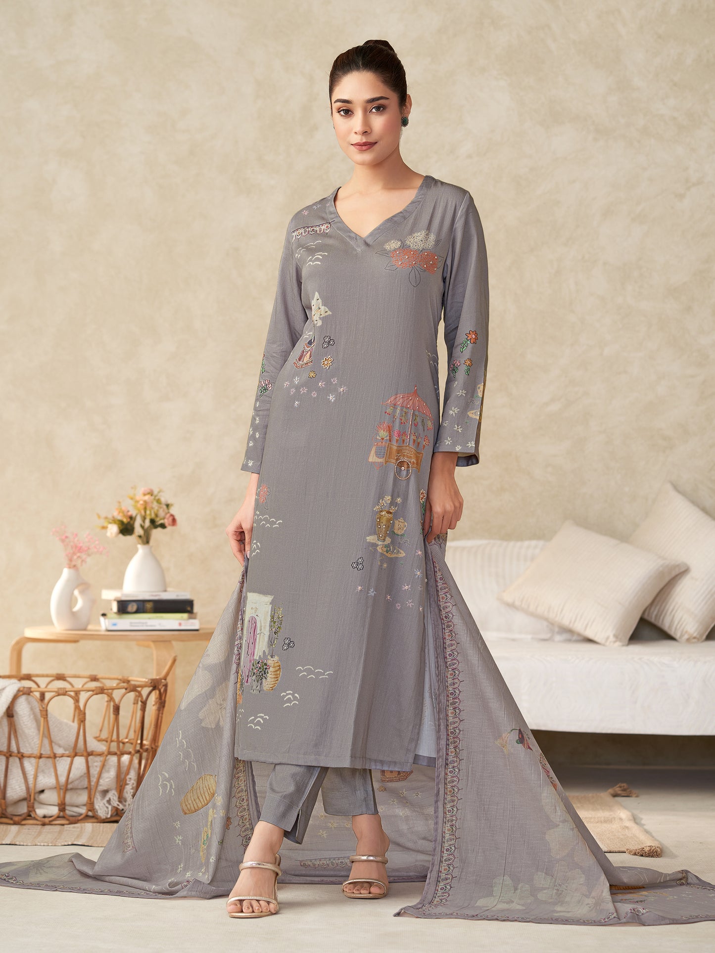 Suhani Charm Pure Italian Satin Kurta Set with Dupatta