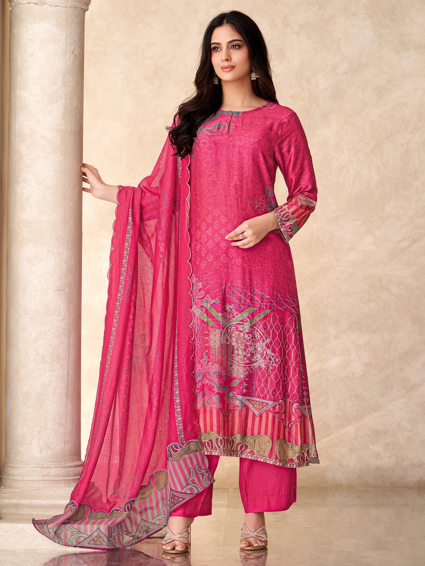 Chand Raat Classic Pure Muslin Silk Kurta Unstitched Set With Dupatta