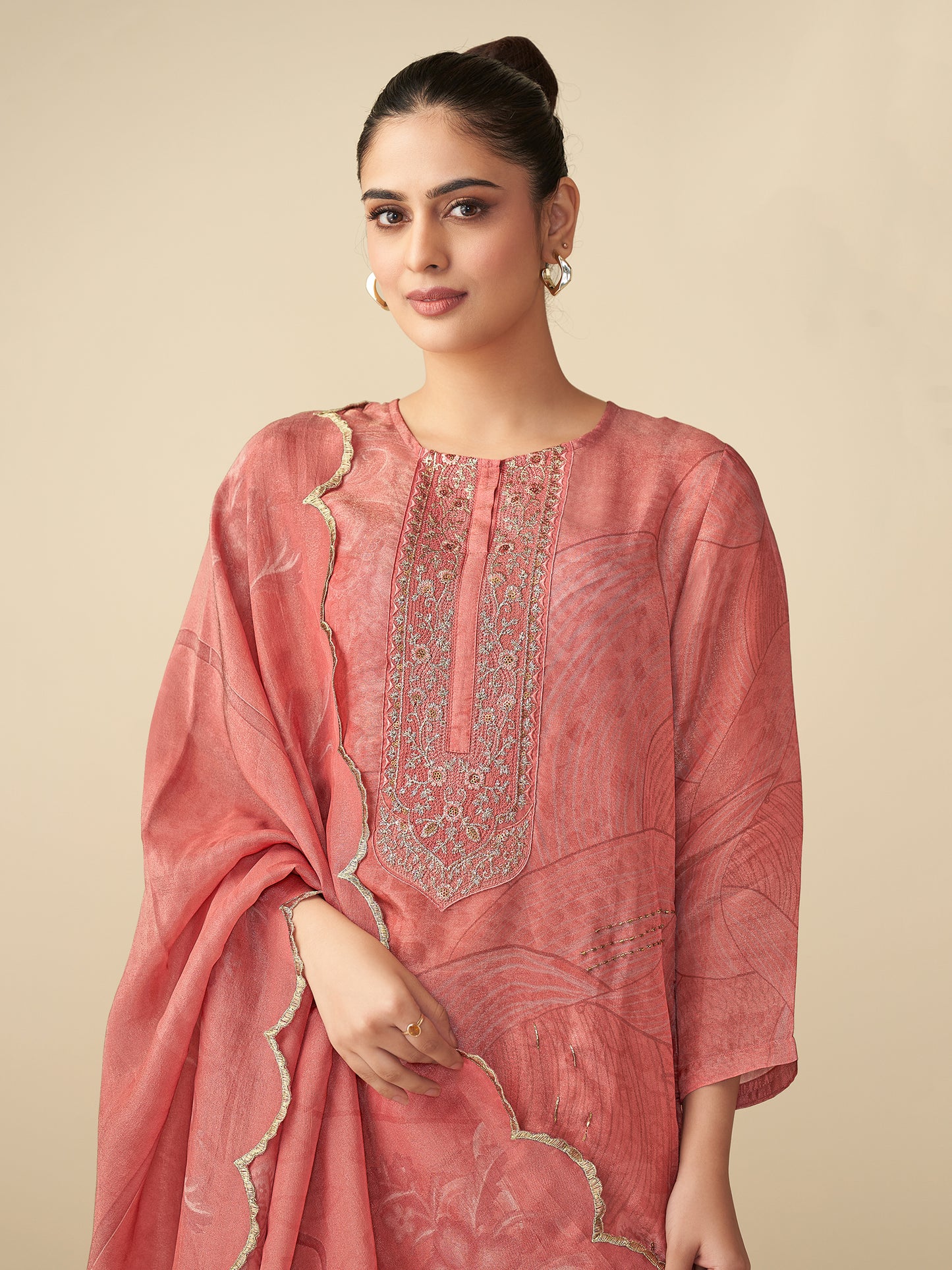 Ramya Royal Simmer Tissue Kurta Set with Dupatta