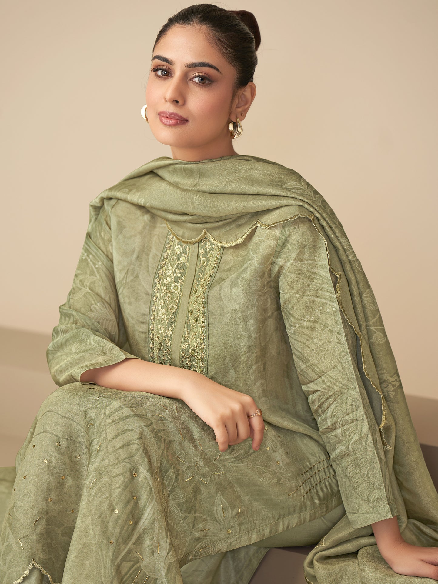 Ramya Royal Simmer Tissue Kurta Set with Dupatta