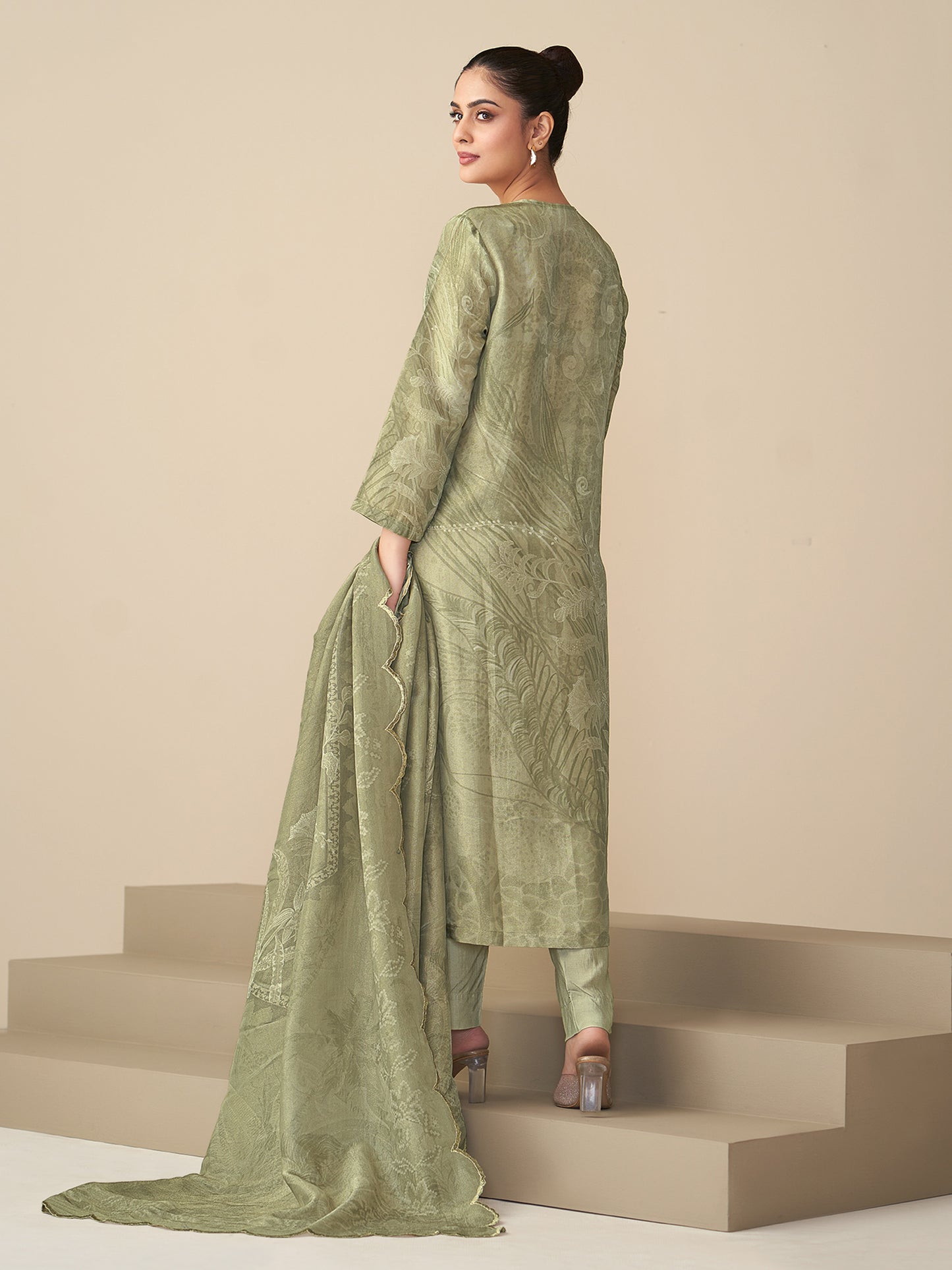Ramya Royal Simmer Tissue Kurta Set with Dupatta