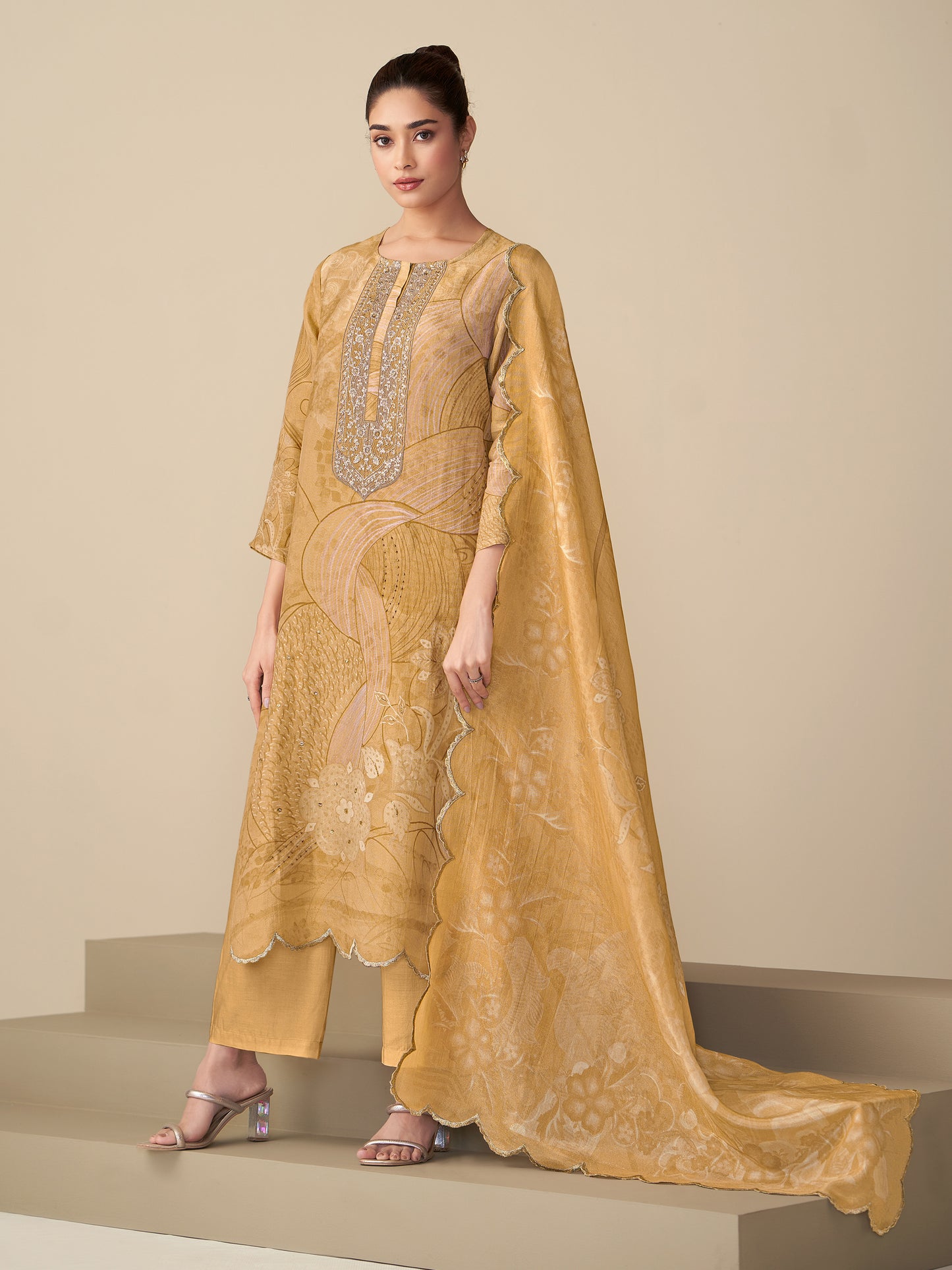Ramya Royal Simmer Tissue Kurta Set with Dupatta