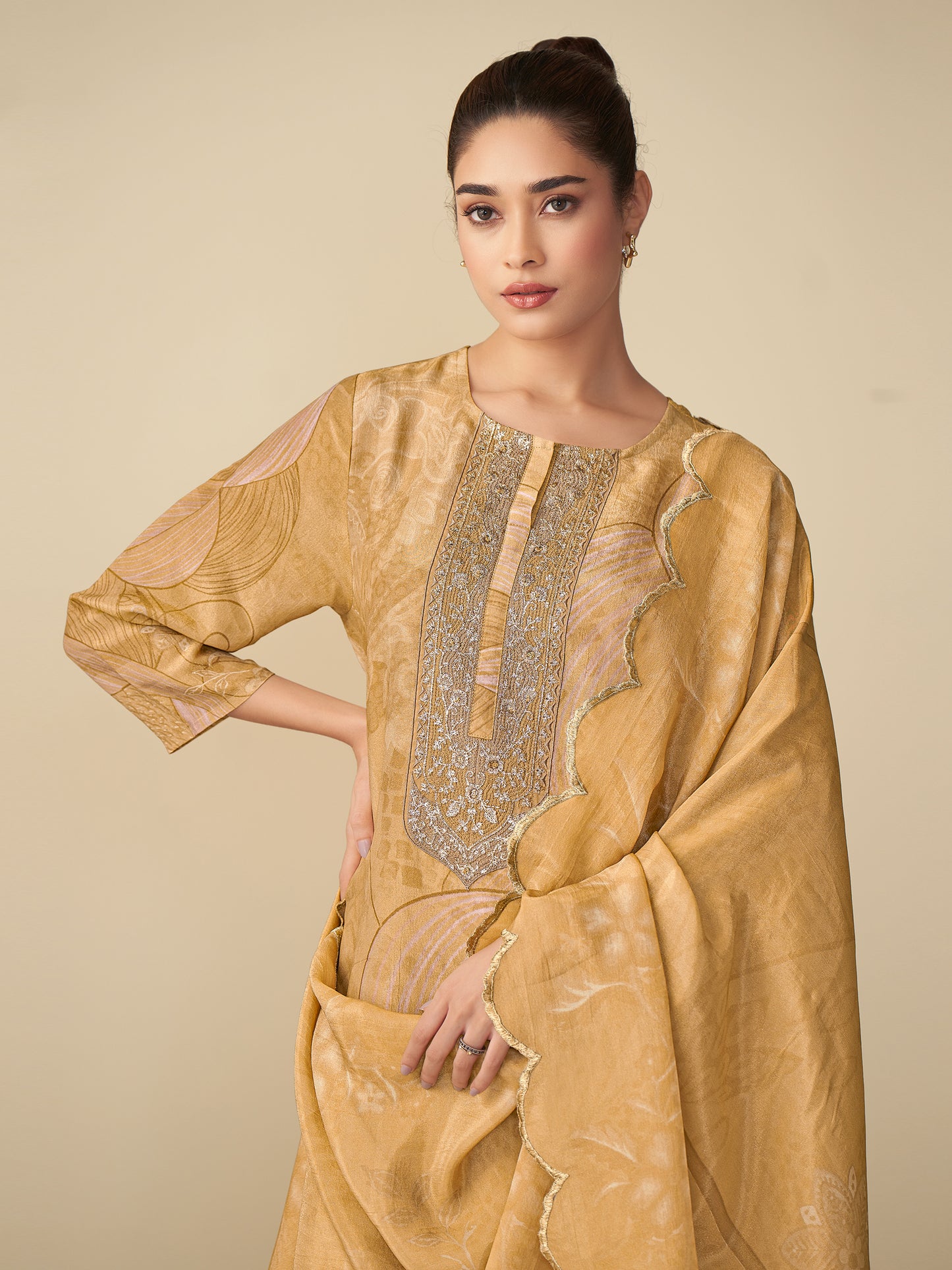 Ramya Royal Simmer Tissue Kurta Set with Dupatta