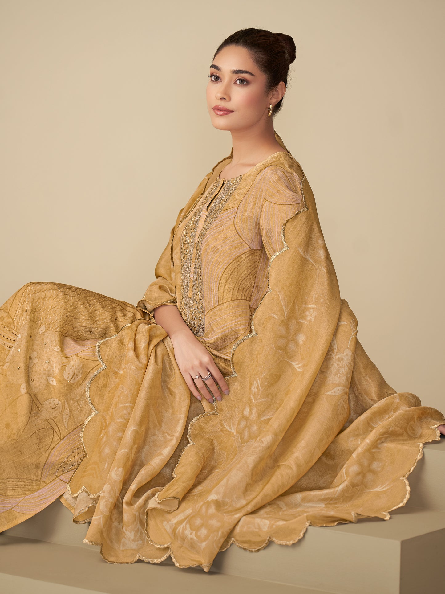 Ramya Royal Simmer Tissue Kurta Set with Dupatta