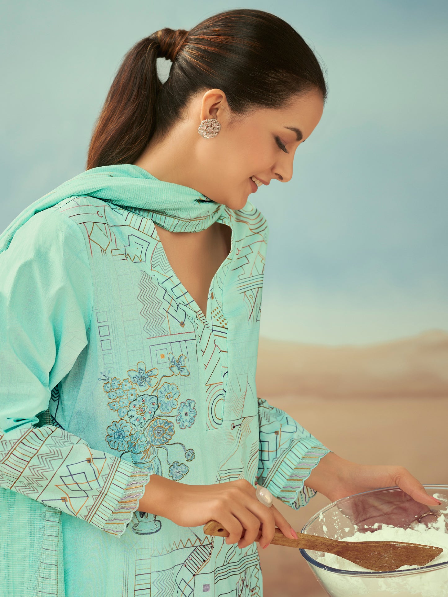 RASHI RAMAGREENLIGHT Pure Heavy Cotton Unstitched Set With Stunning Fancy Handwork