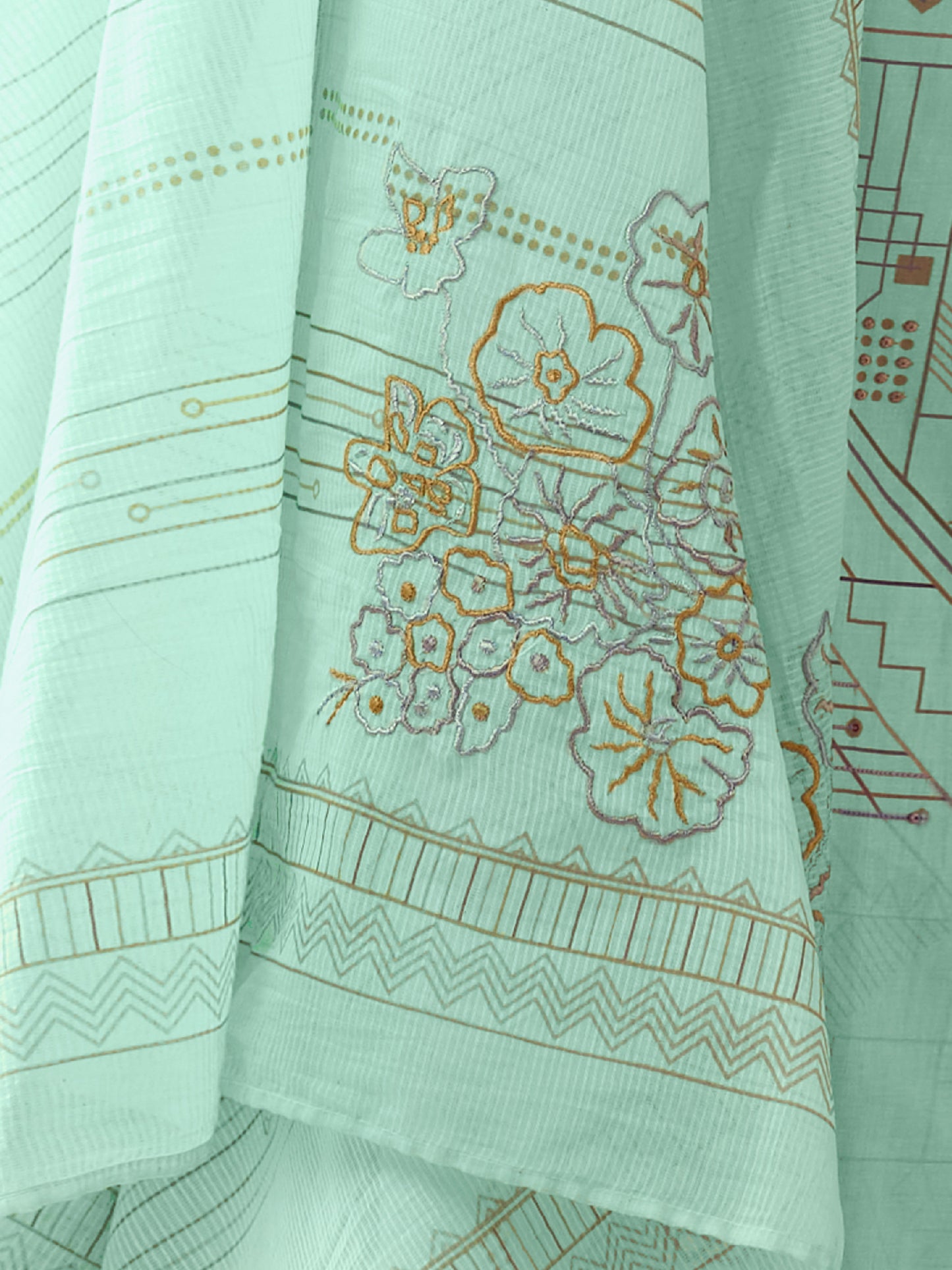 RASHI RAMAGREENLIGHT Pure Heavy Cotton Unstitched Set With Stunning Fancy Handwork
