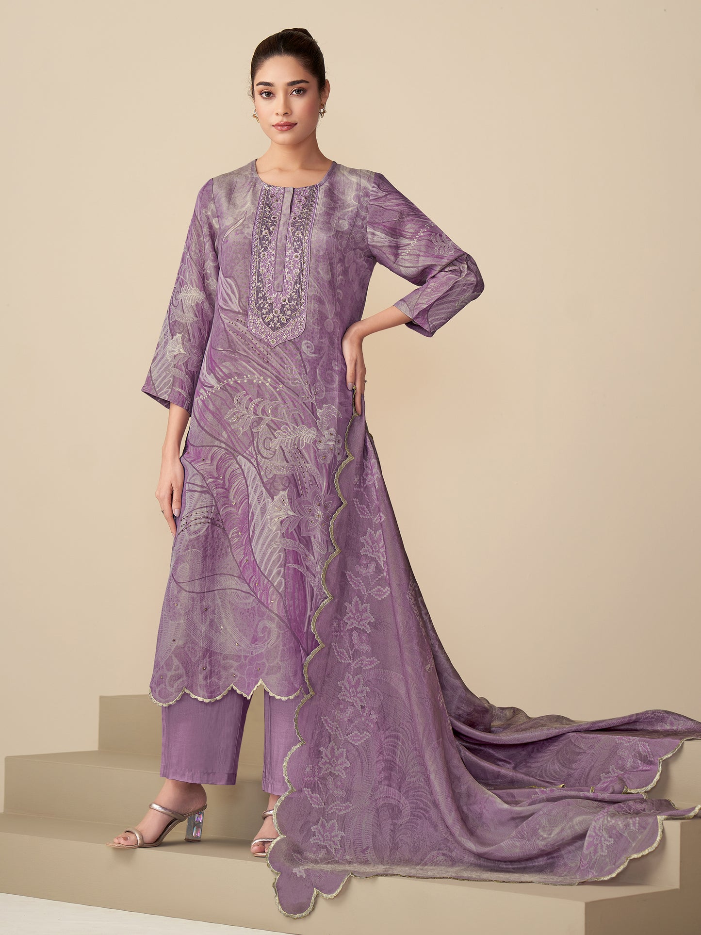 Ramya Royal Simmer Tissue Kurta Set with Dupatta