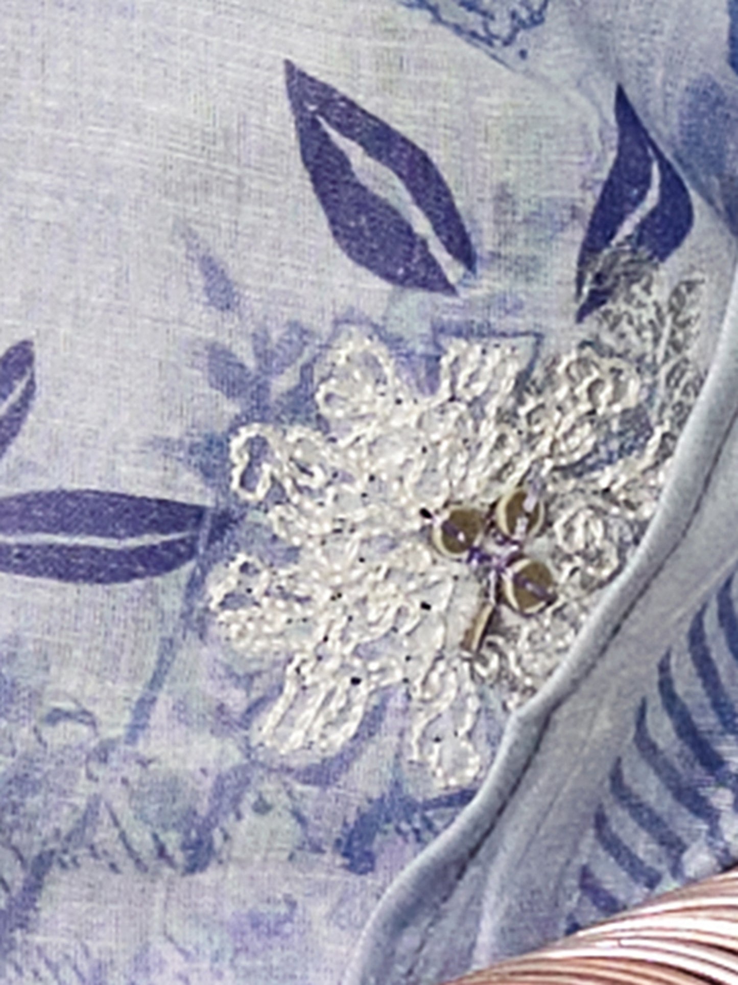 TRIPTI SKY BLUE Pure Linen Jaquard Suit Set with Eligant Fancy Handwork