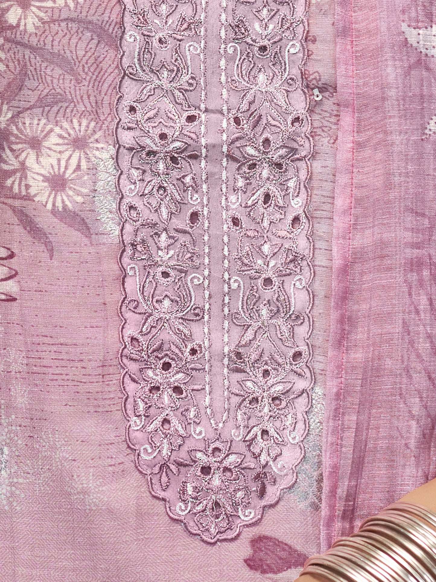 TRIPTI PINK Pure Linen Jaquard Suit Set with Eligant Fancy Handwork