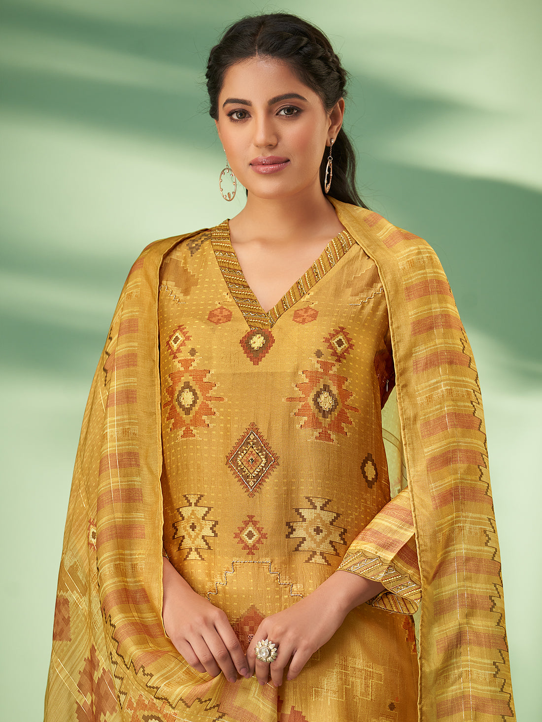 Simran YELLOW Unstitched With Fancy Hand Work & Embroidery