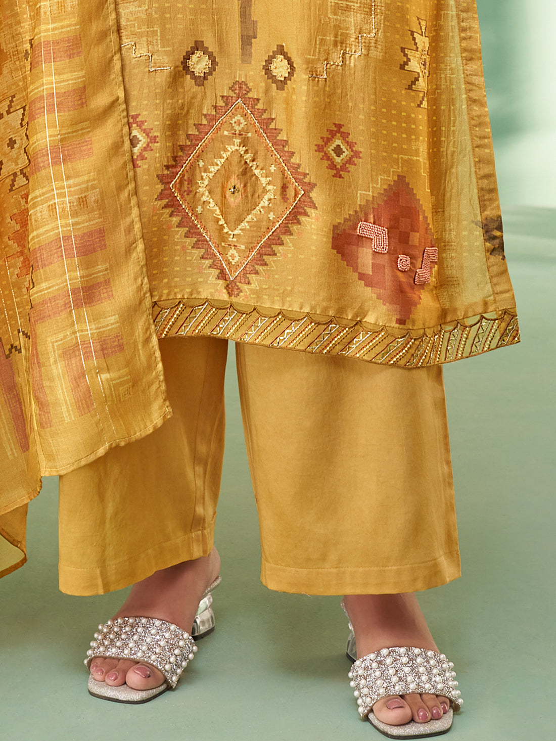 Simran YELLOW Unstitched With Fancy Hand Work & Embroidery