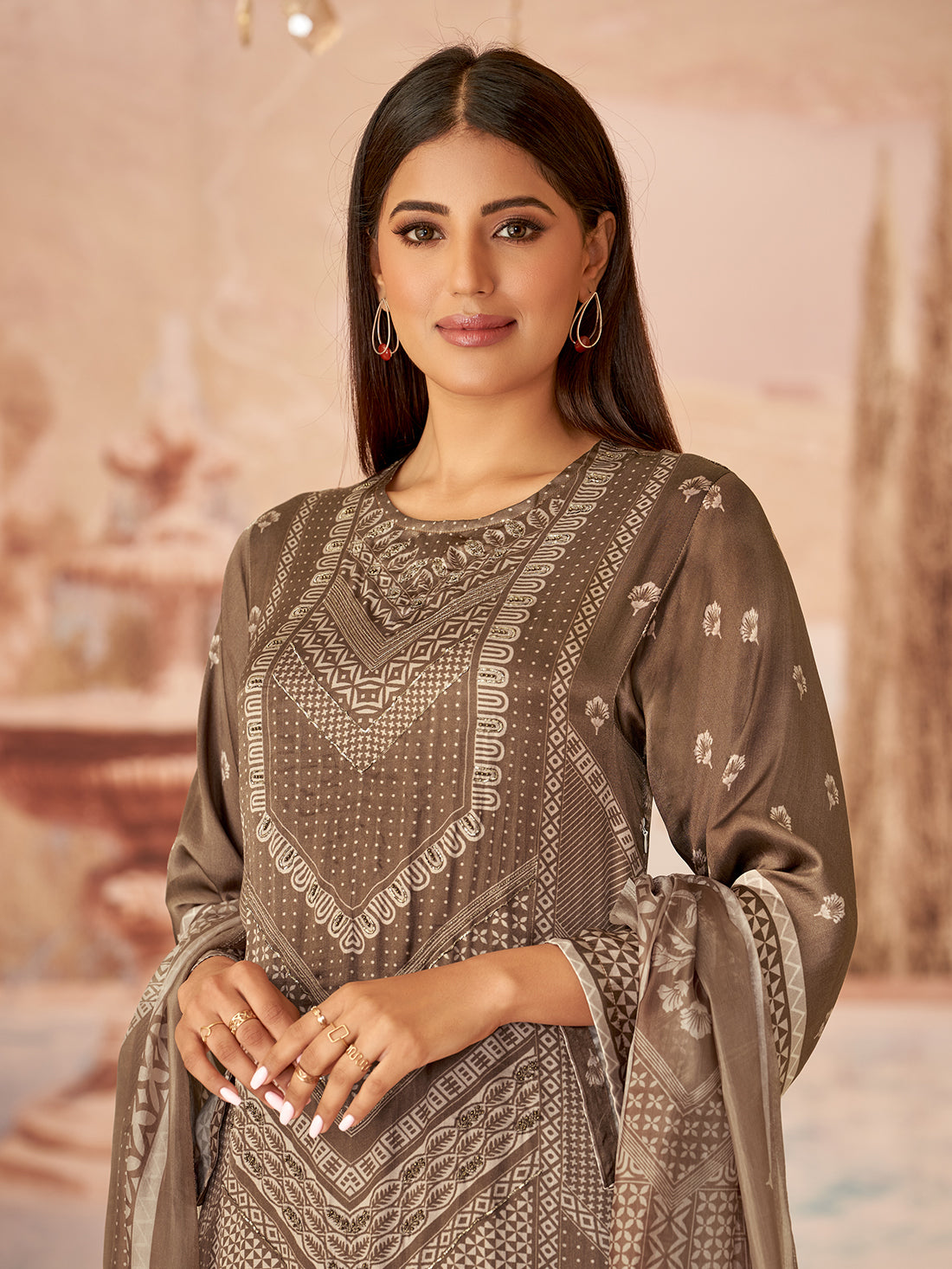 NADIRA COFFIE Gazi Unstitched Set With Fancy Handwork