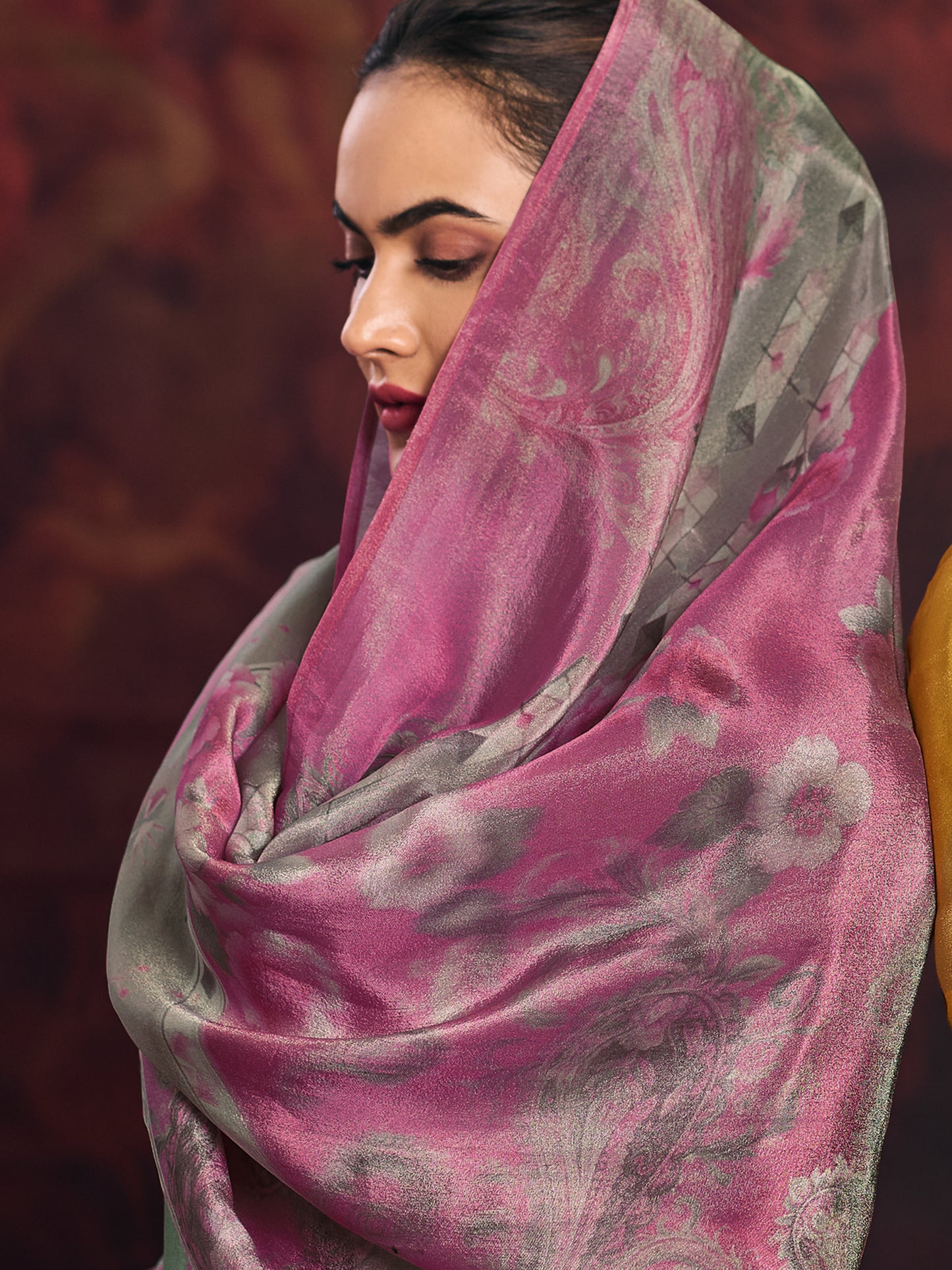DISHITA WINE Pure Simmer Suit Set with Exquisite Handwork, Elegant Embroidery & Thread Detailing