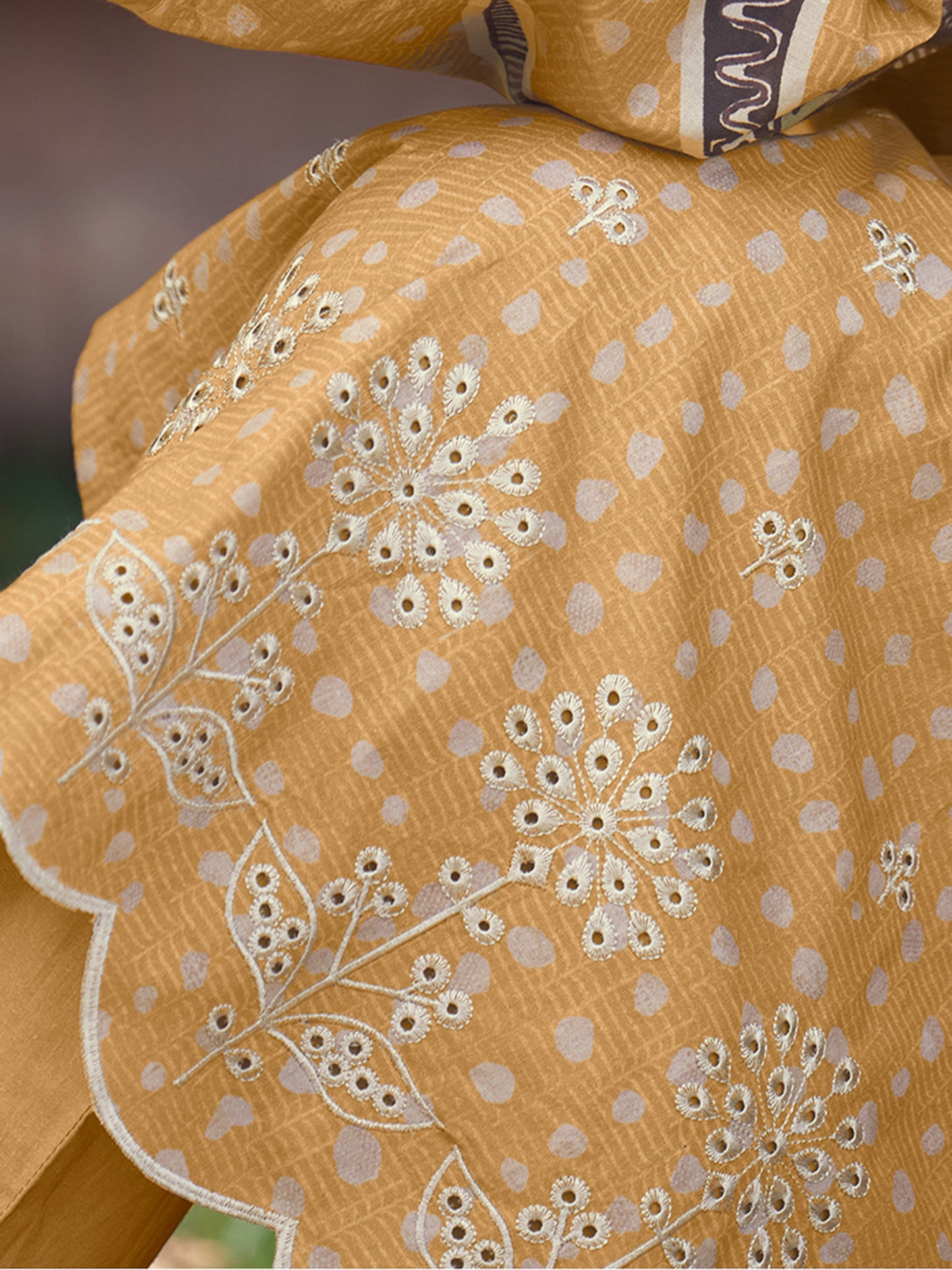 KASHVI RUST Pure Cotton Unstitched Set with Exquisite Embroidery