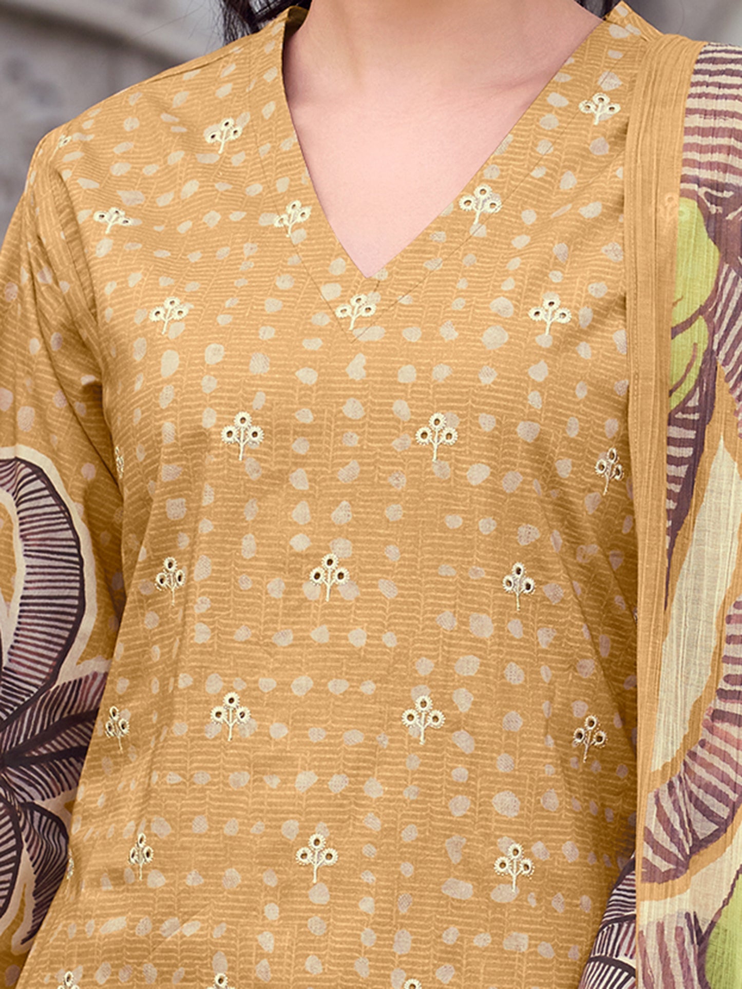 KASHVI RUST Pure Cotton Suit Set with Exquisite Embroidery