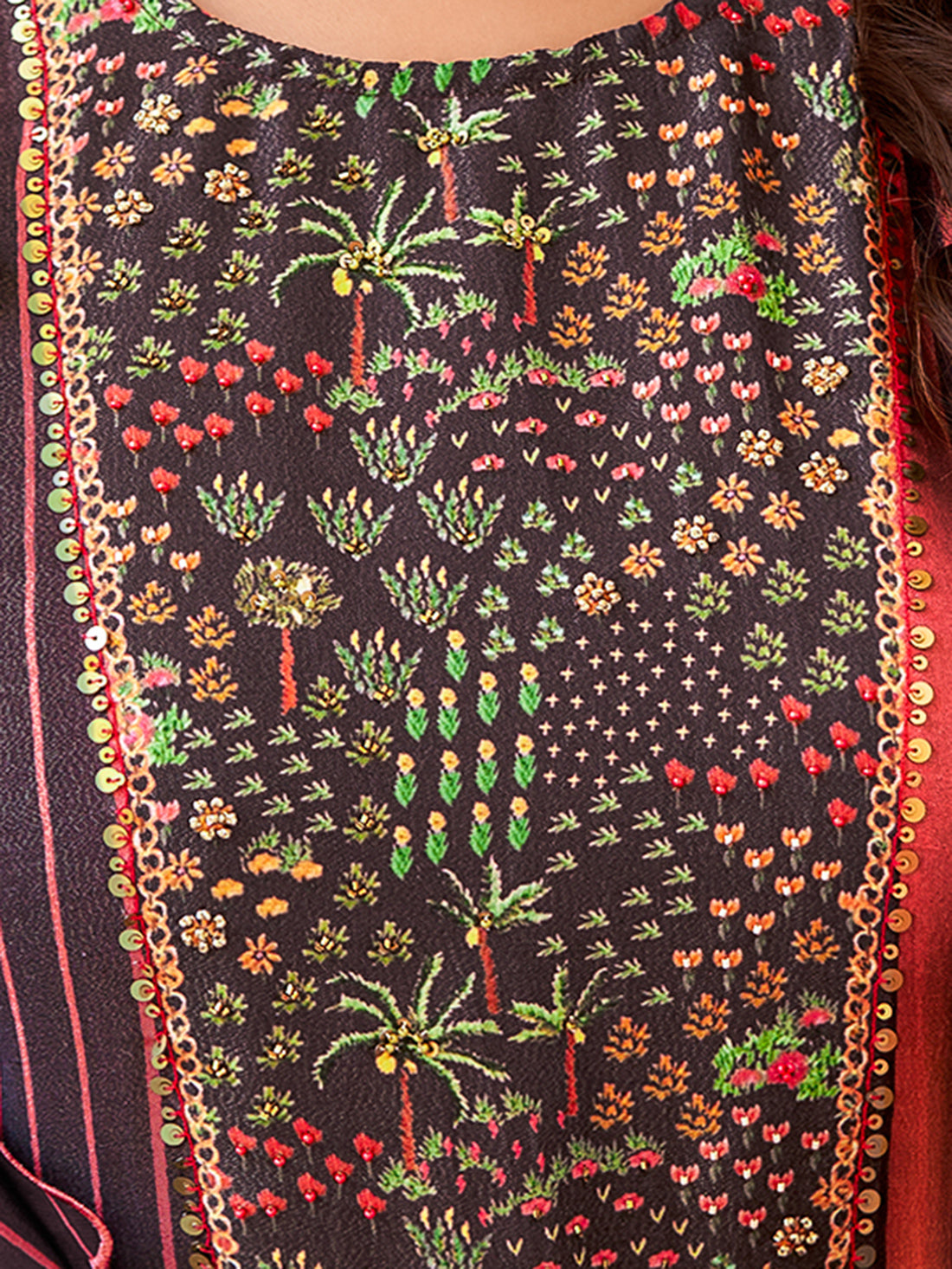 BAAGH WINE Simmer Unstitched Set With Handwork & Embroidery