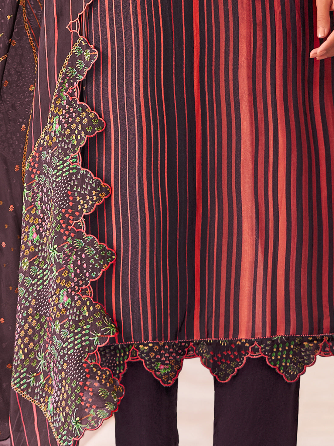 BAAGH WINE Simmer Unstitched Set With Handwork & Embroidery