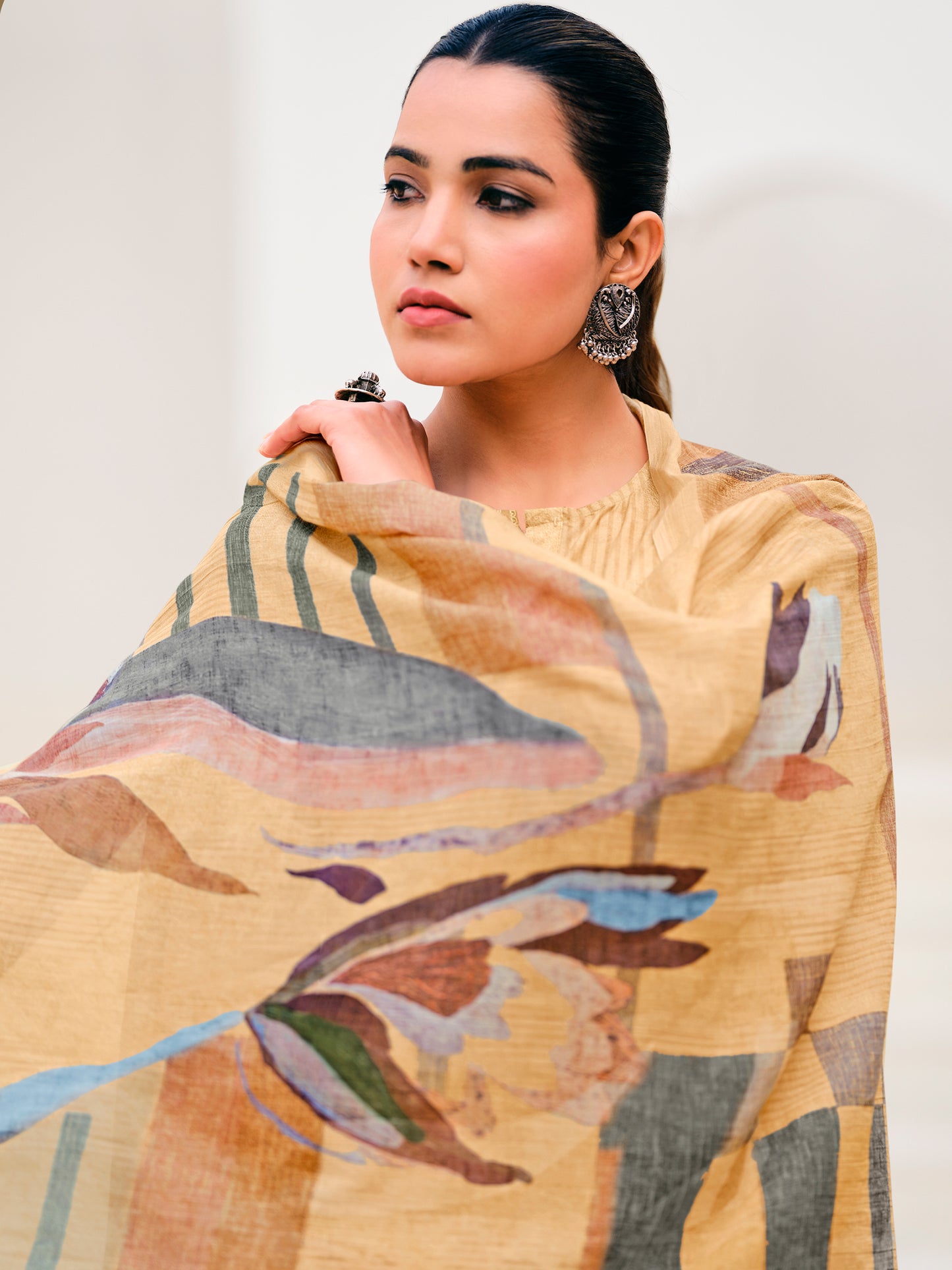 Noor Yellow Pure Cotton Suit Set with Detailed Handwork