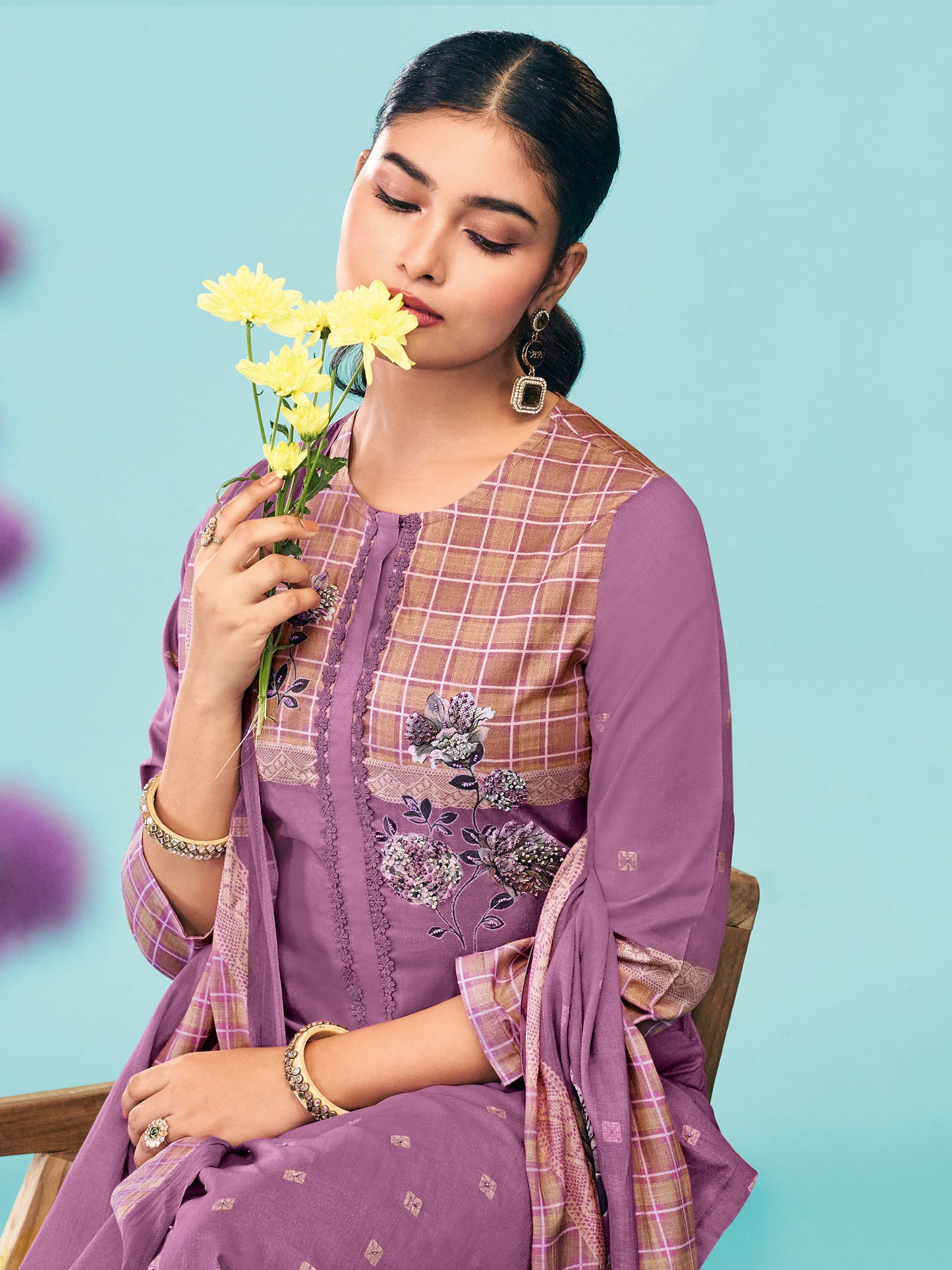 AMRIT SOFT MAROON Pure Cotton Unstitched Set with Exquisite Handwork