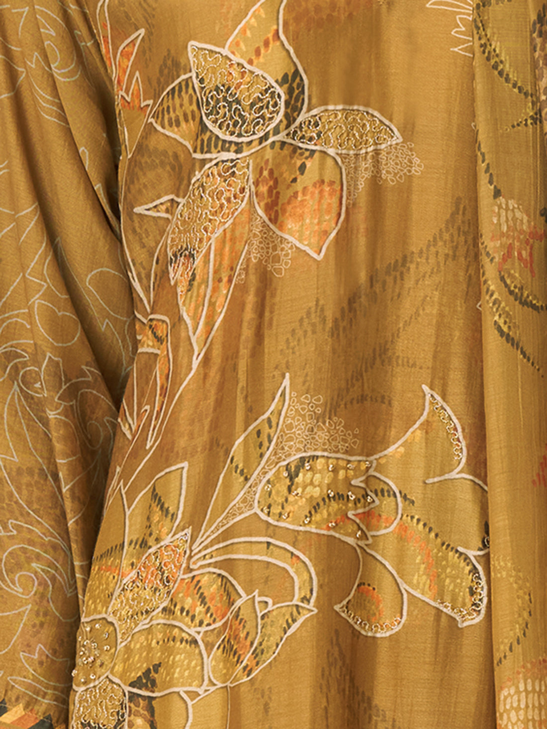 SUKOON Mustard Yellow - Muslin Suit Set With Fancy Handwork
