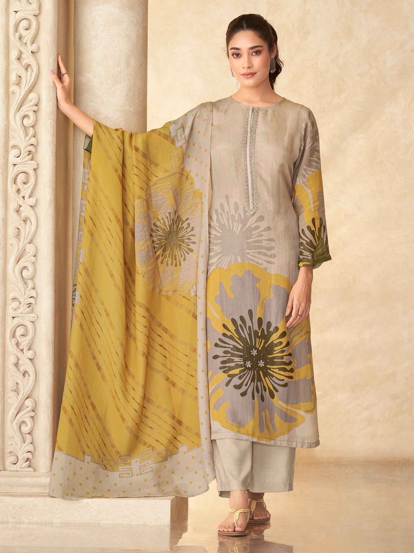 Laveena Elegance Pure Fancy Simmer Kurta Unstitched Set with Dupatta