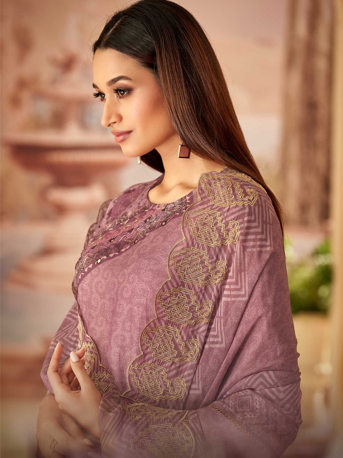 Enchanting Rakhi Wine Pure Muslin Suit Set with Exquisite Handwork