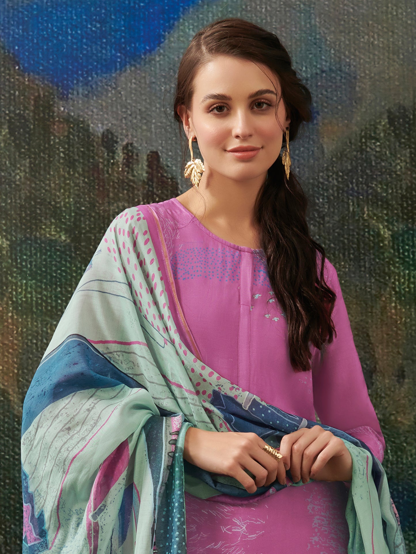POORVA Soft Pink Pure Cashmiri Silk Suit Set with Exquisite Handwork