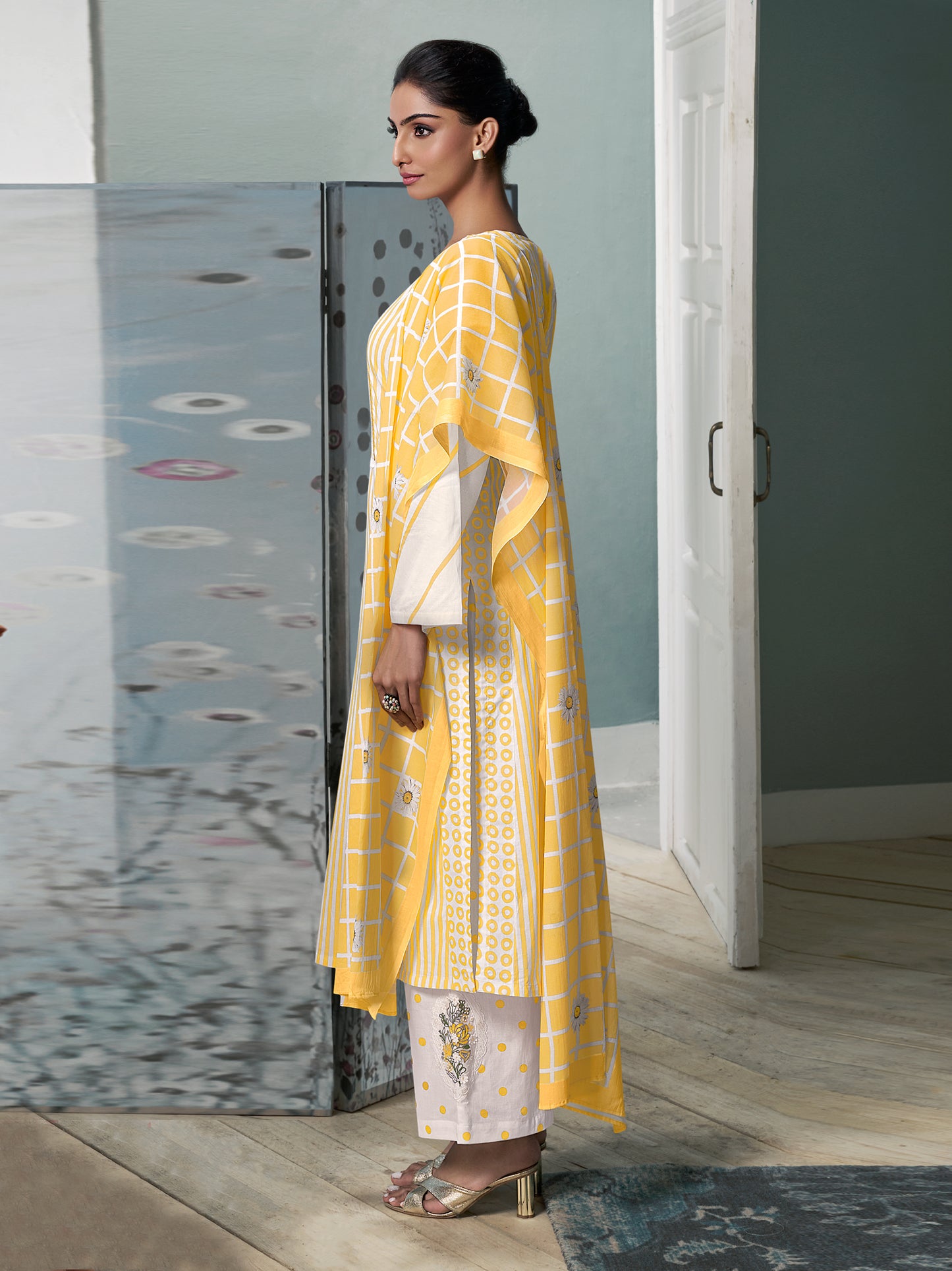 CHEVRON YELLOW Pure Cotton Suit Set With Intricate Handwork & Beautiful Embroidery