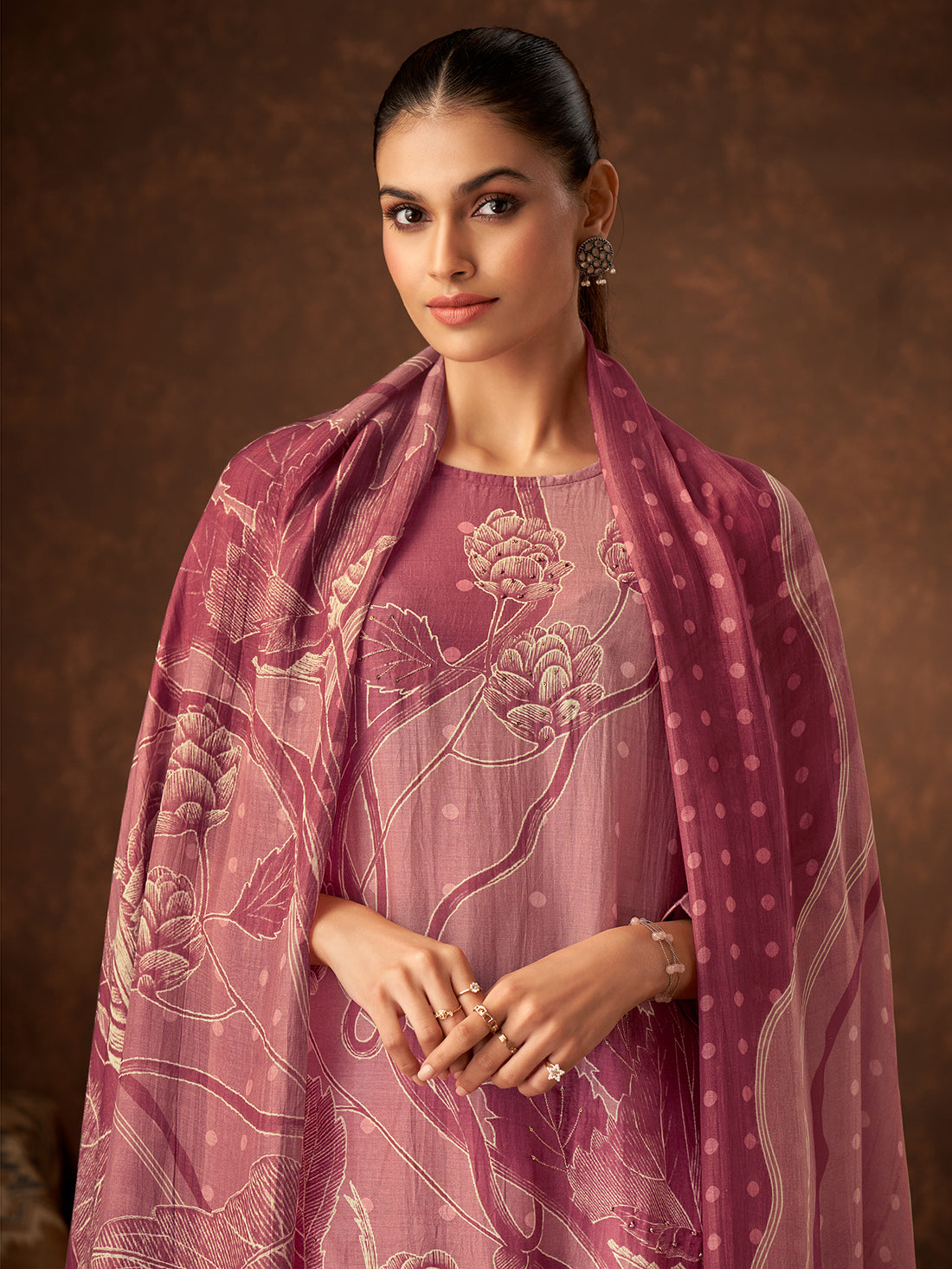 PAVITRA Maron - Muslin Suit Set With Handwork & Embroidery Patched Work