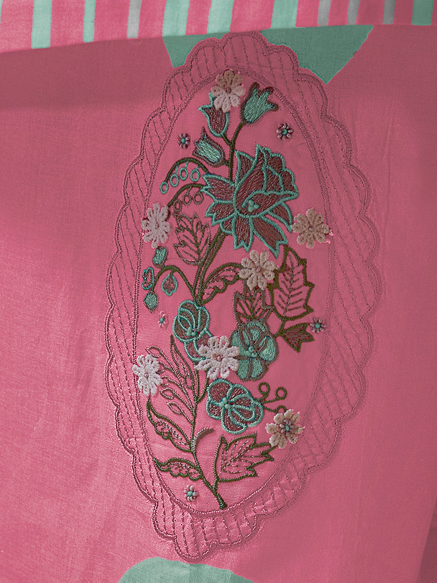 CHEVRON PINK Timeless Cotton Suit Set with Elegant Handwork & Embroidery