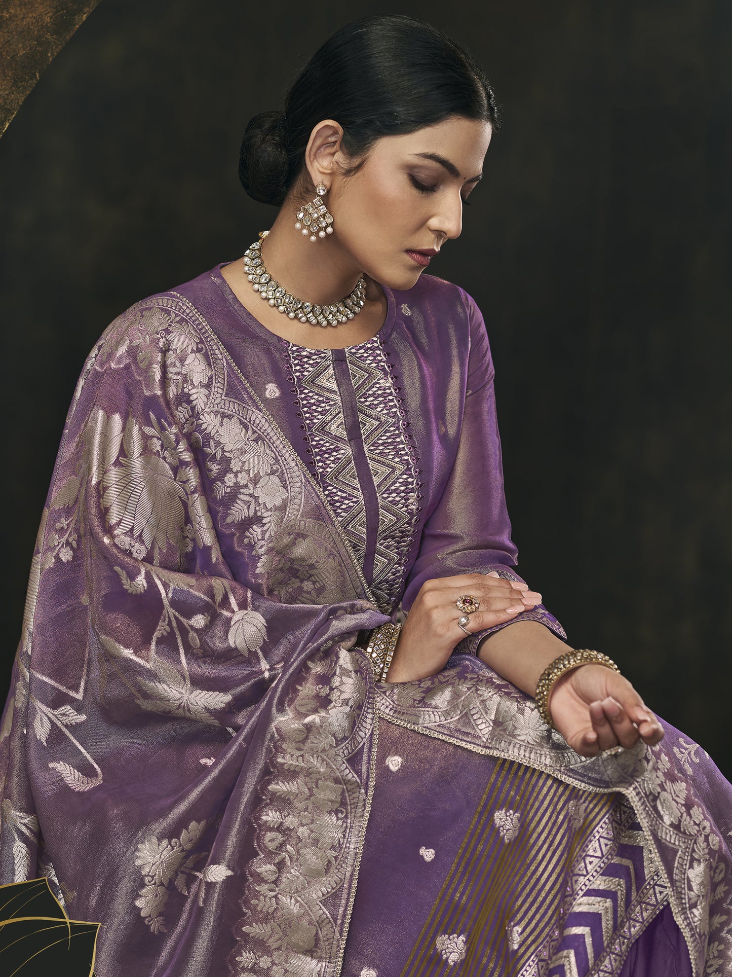 BAGAN BLUE Pure Fancy Simmer Unstitched Set with Intricate Handwork & Elegant Embroidery