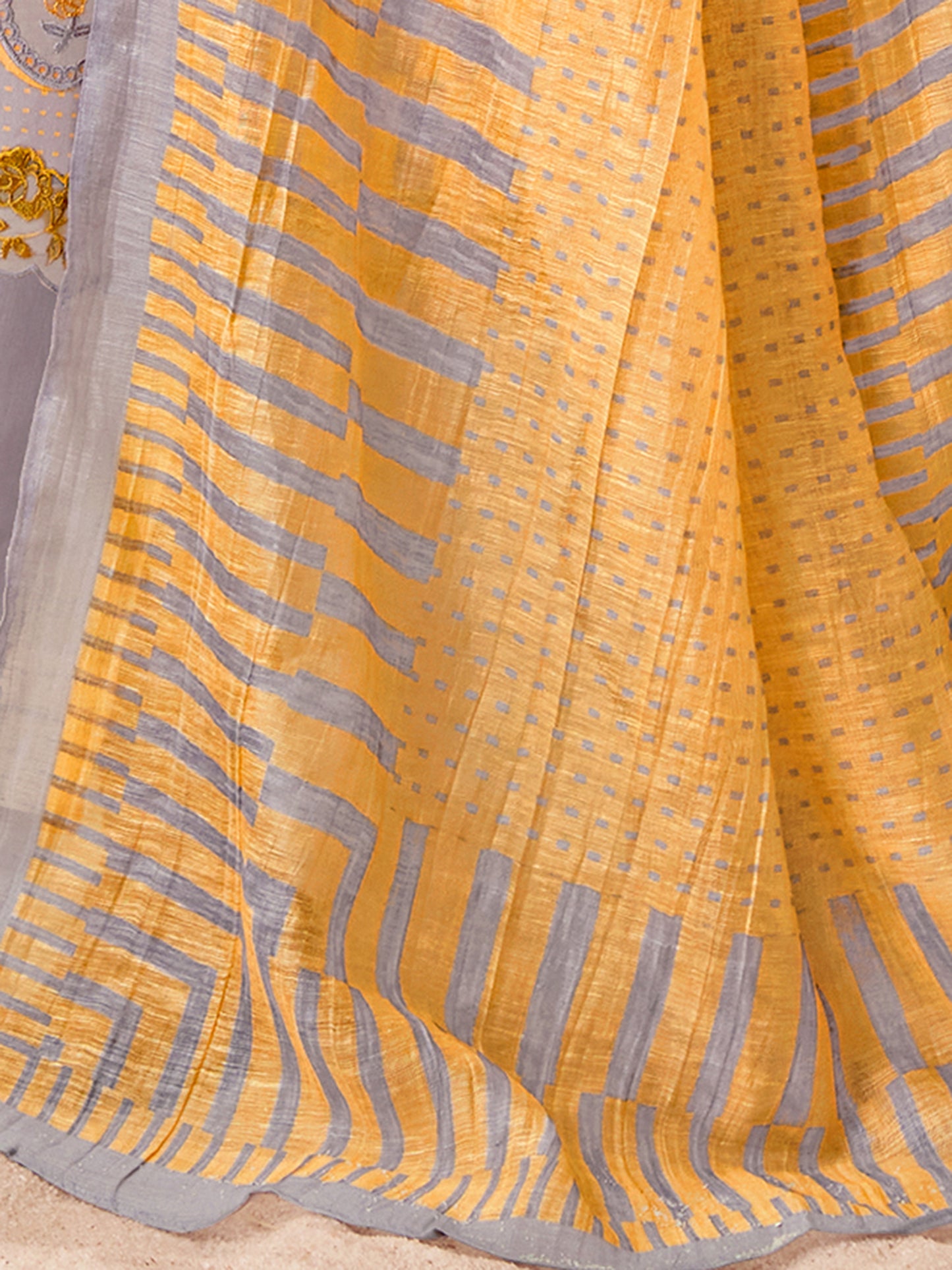 INDU YELLOW Pure Cotton Unstitched Set with Elegant Embroidery Work