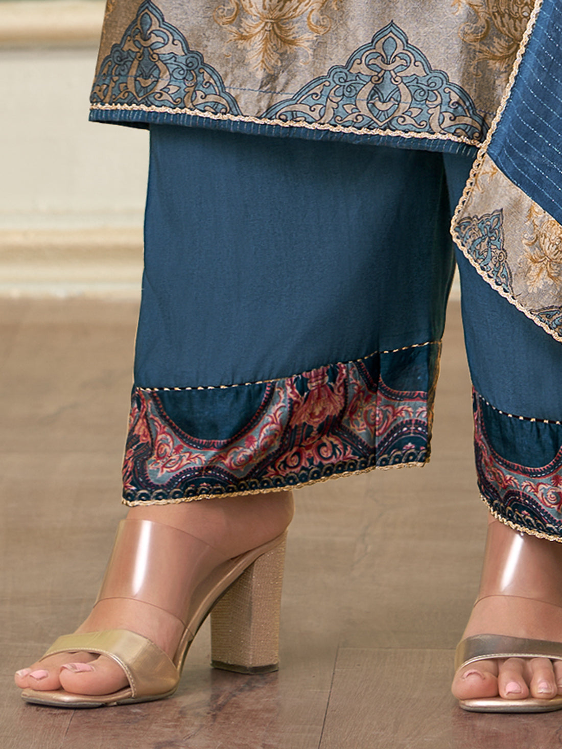 BRINDA Blue - Russian Unstitched Set With Attractive Handwork