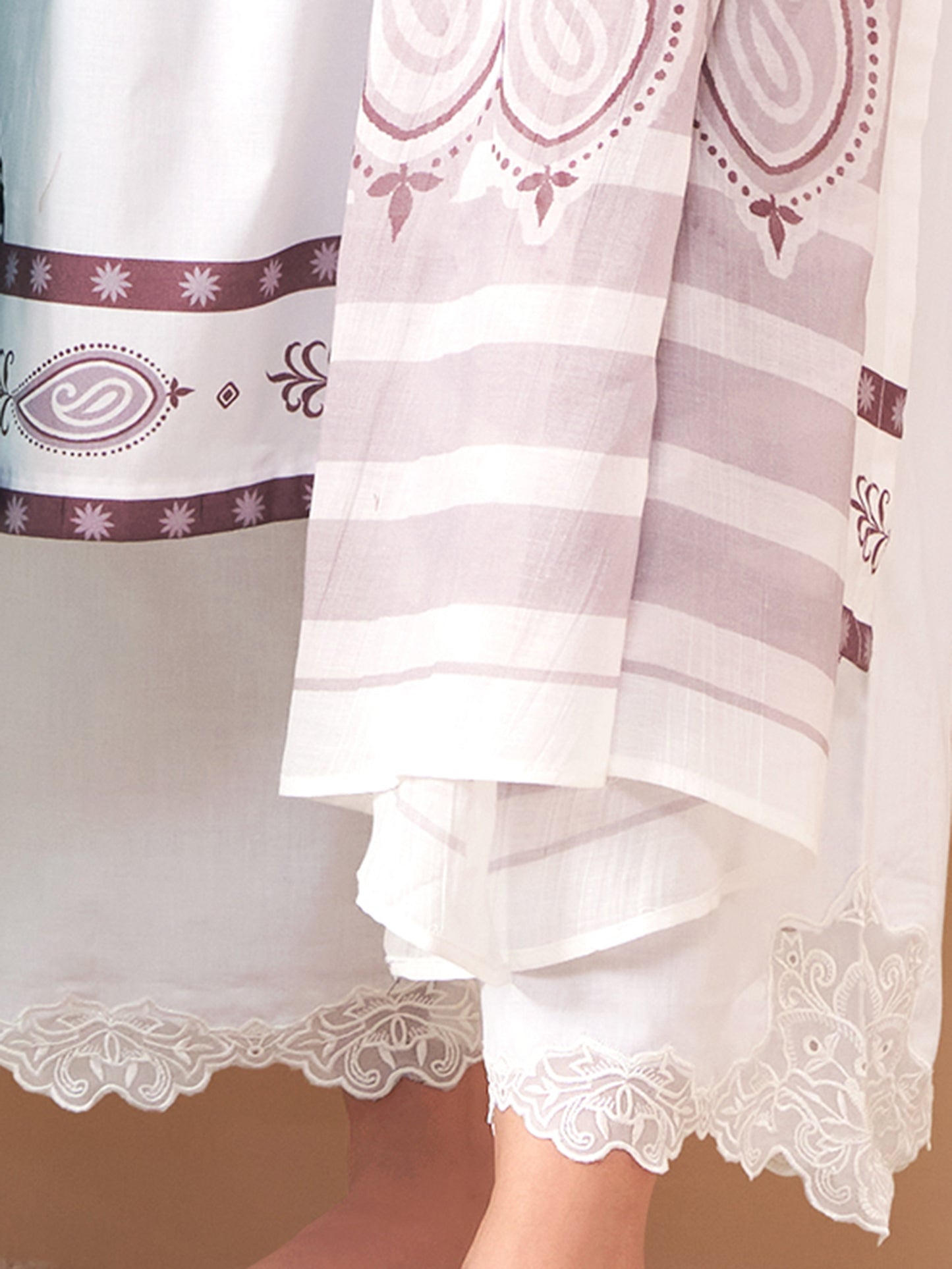 AMAYRA WHITE Pure Cotton Suit Set with Exquisite Handwork & Embroidery