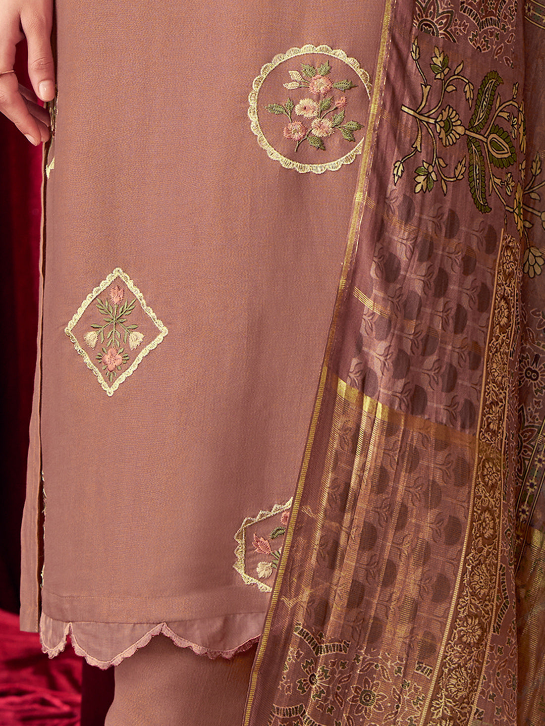 SANDALI METALLIC RUST Suit Set With Fancy Embroidery Work