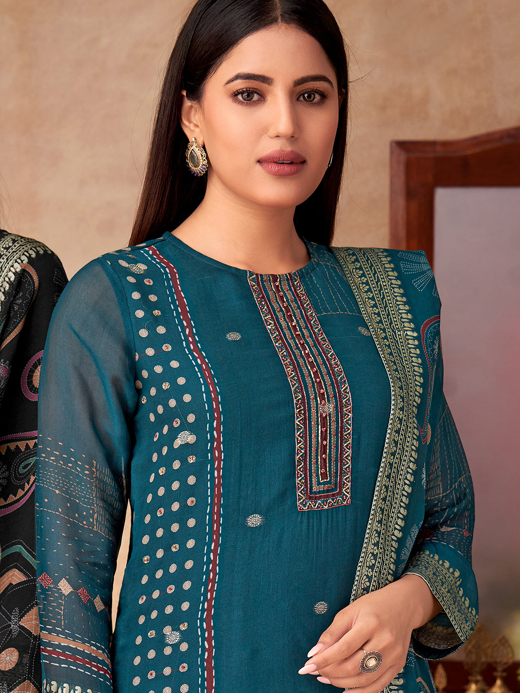 RITIKA RAMA Organza Fancy Jaquard Unstitched Set With Fancy Hand Work