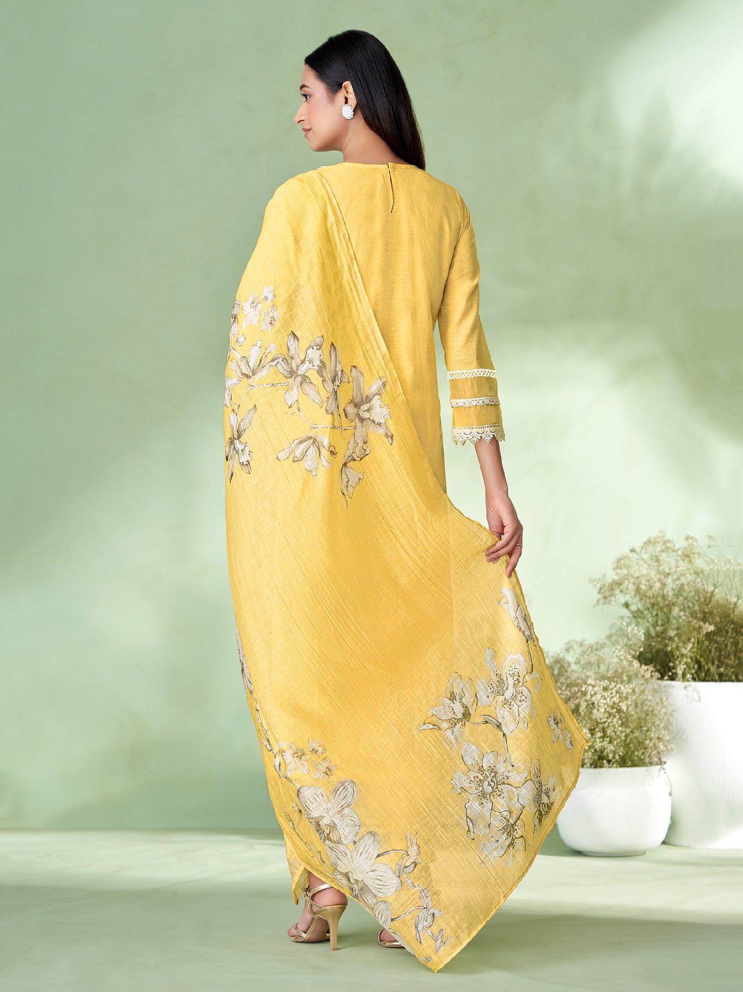 AVARNA YELLOW Pure Linen Unstitched Set with Elegant Heavy Embroidery