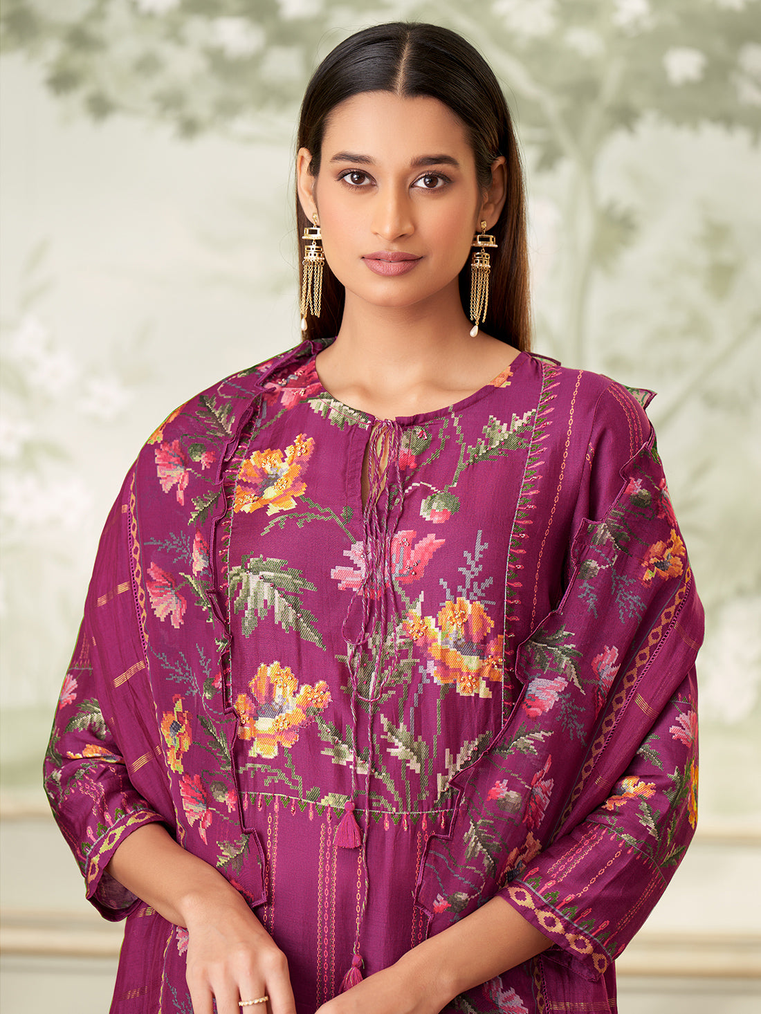 Geet WINE Muslin Unstitched With Fancy Hand Work