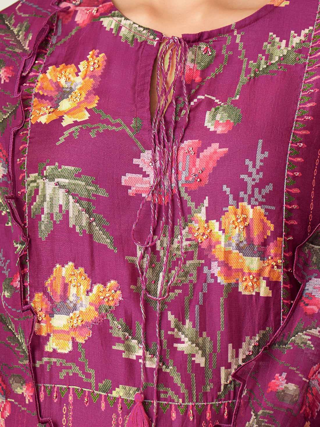 Geet WINE Muslin Unstitched With Fancy Hand Work