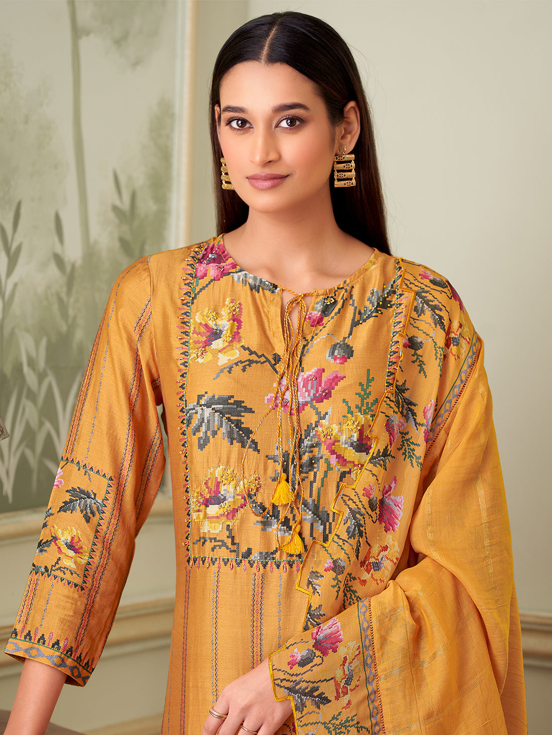 Geet YELLOW Muslin Unstitched With Fancy Hand Work