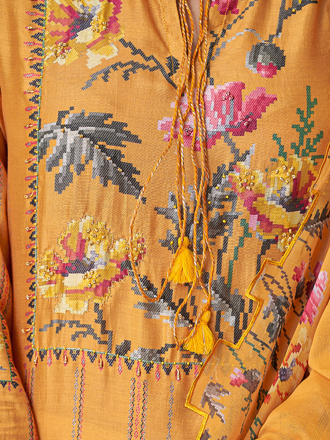Geet YELLOW Muslin Unstitched With Fancy Hand Work