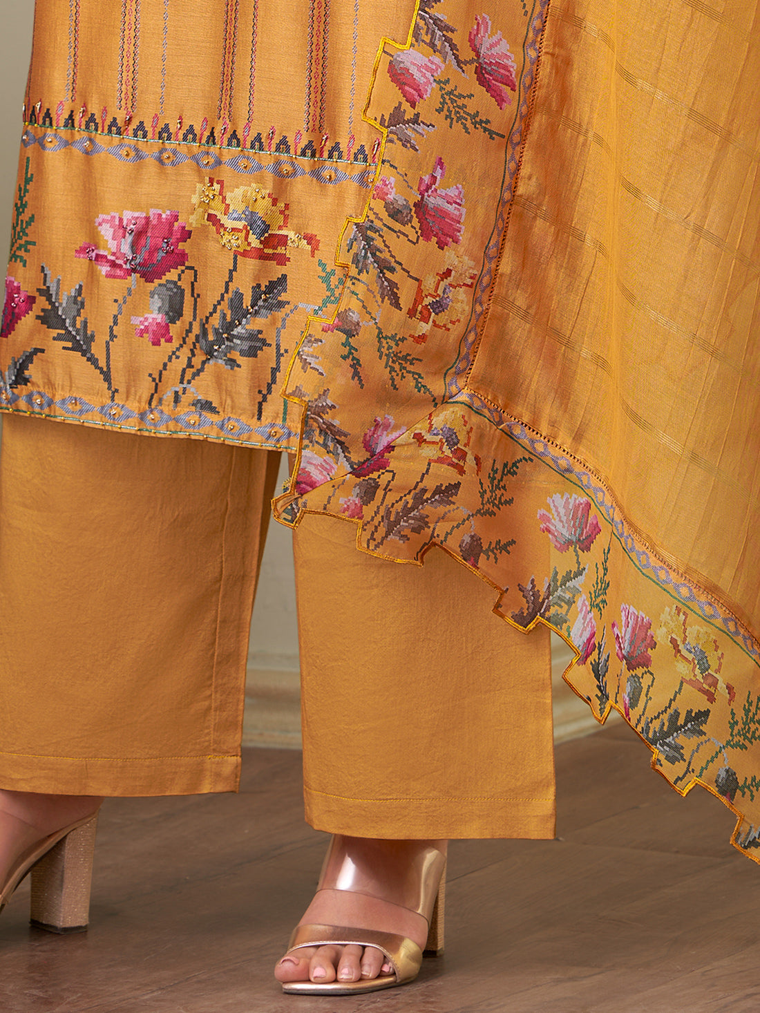 Geet YELLOW Muslin Unstitched With Fancy Hand Work